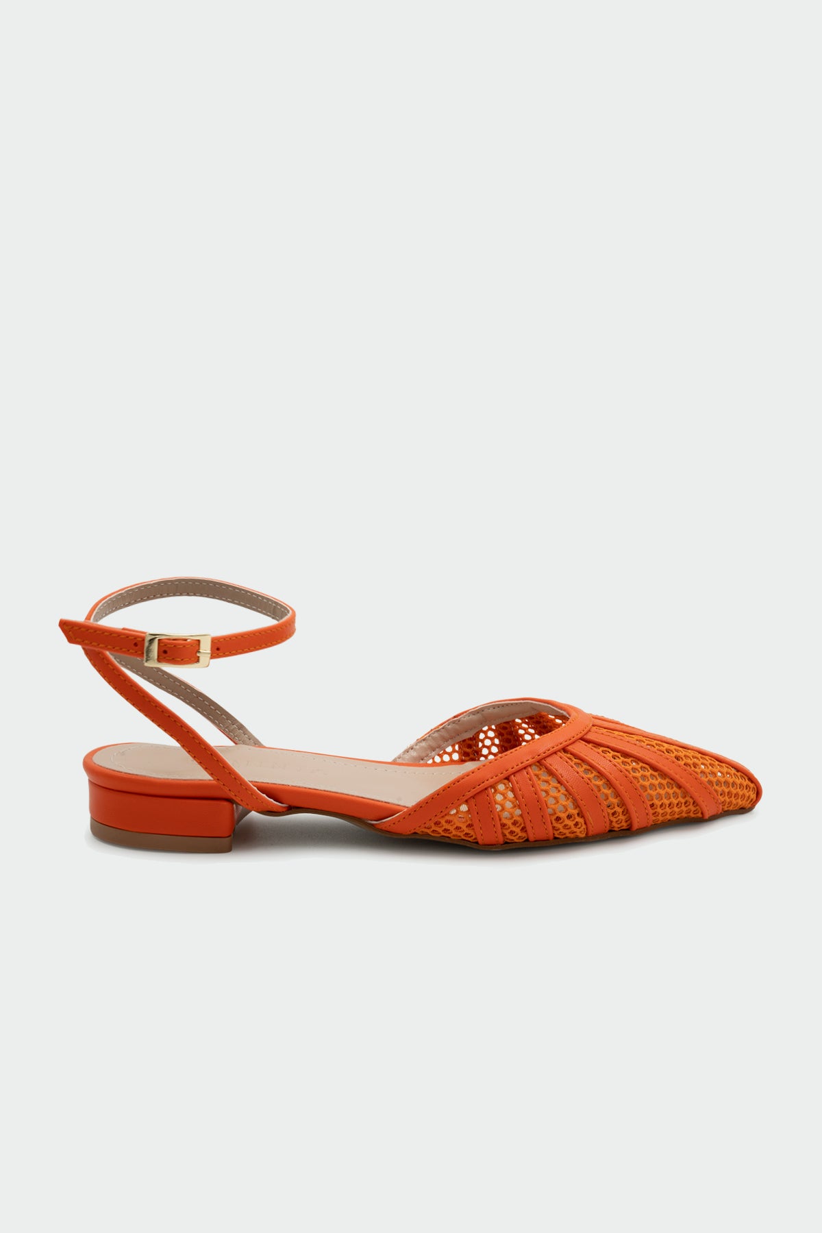 Zeno File Detaylı Kadın Düz Sandalet - TURUNCU