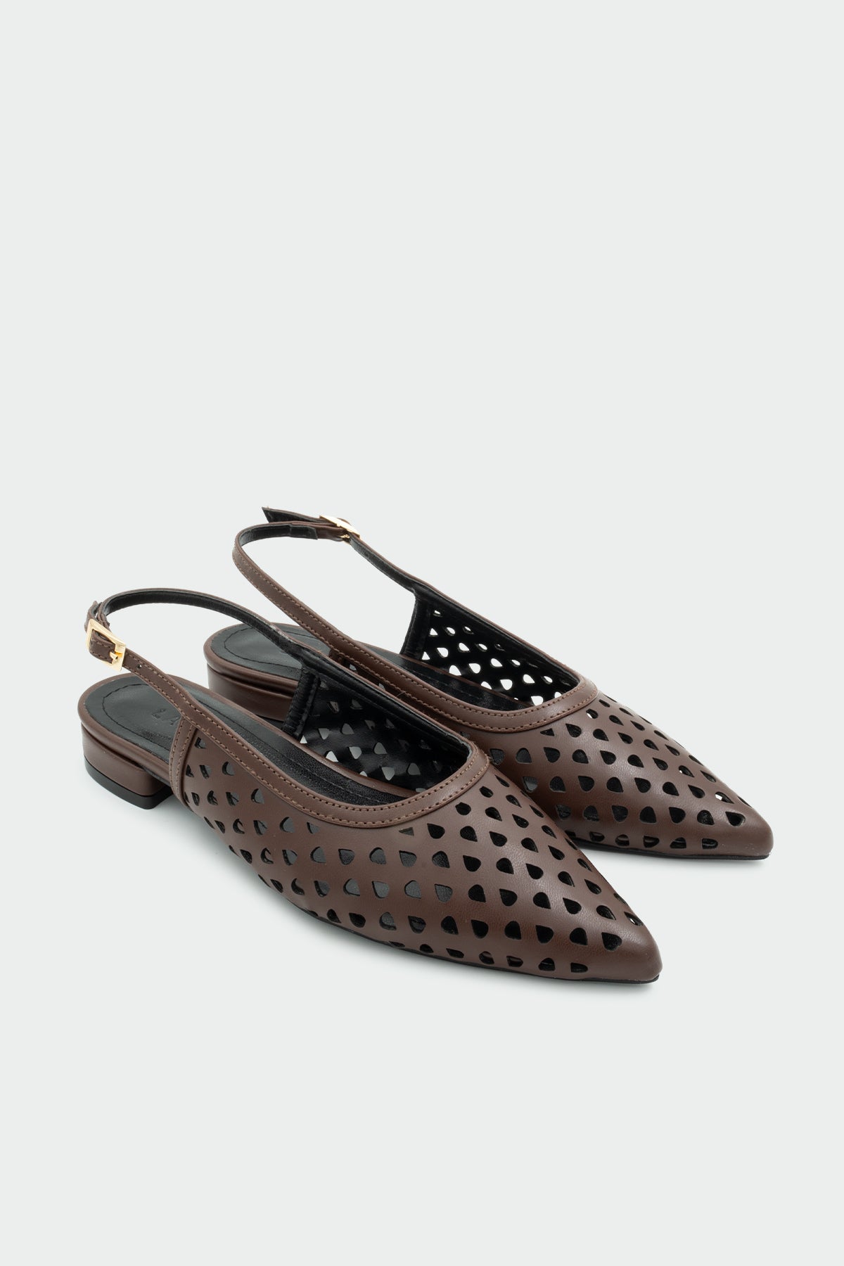 Wespa Lazer Kesim Detaylı Düz Kadın Babet - ACI KAHVE