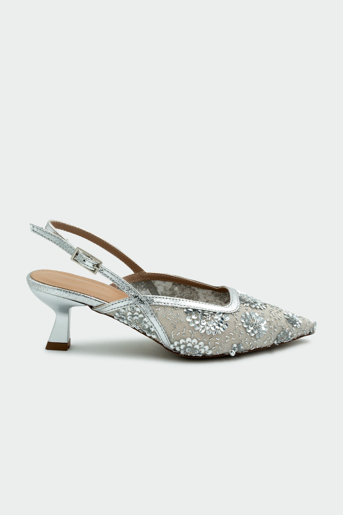 Shayla İşleme Detaylı Kadın Topuklu Ayakkabı - Silver