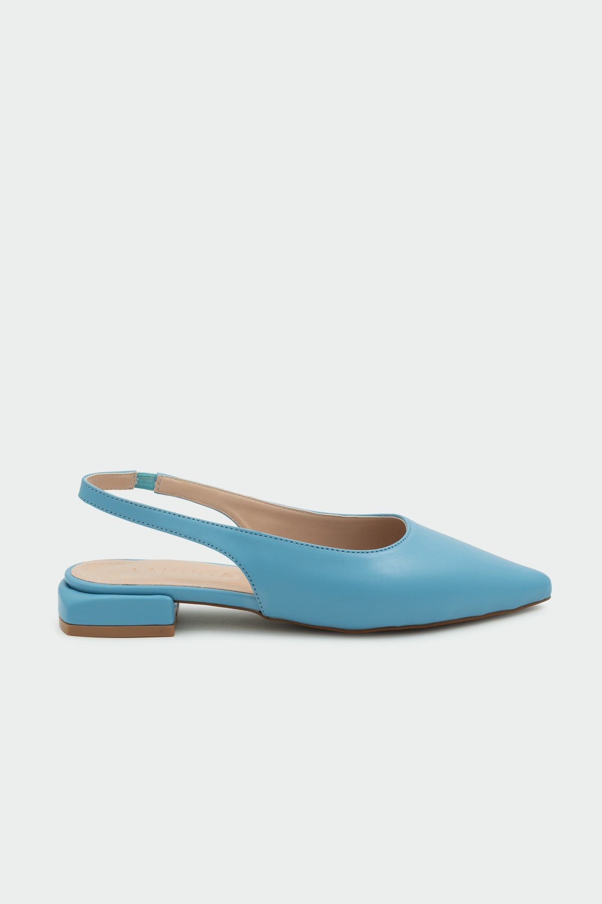 Crown Düz Sivri Burun Kadın Babet - Bebe Mavisi