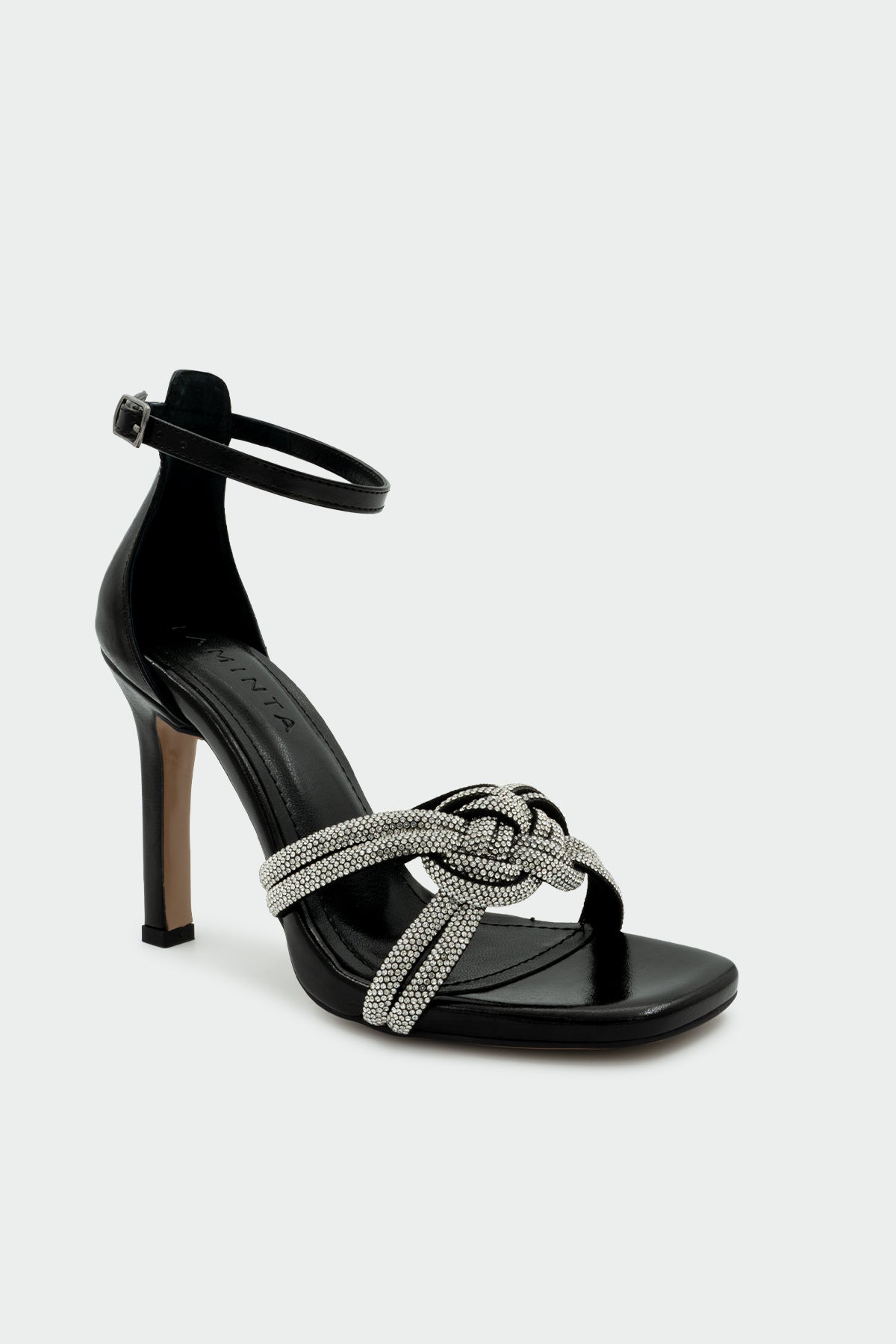 Guide Taşlı Düğüm Detaylı Kadın Topuklu Ayakkabı - SİYAH