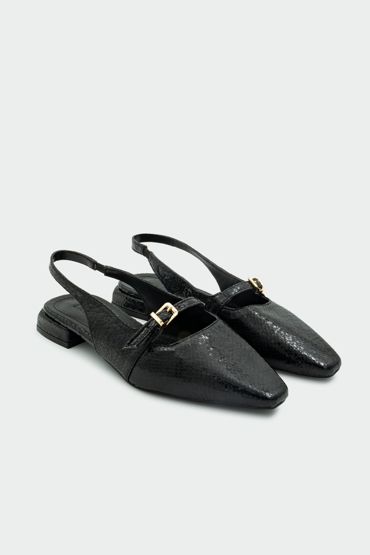 İcon Yılan Derisi Dokulu Kadın Babet - SİYAH