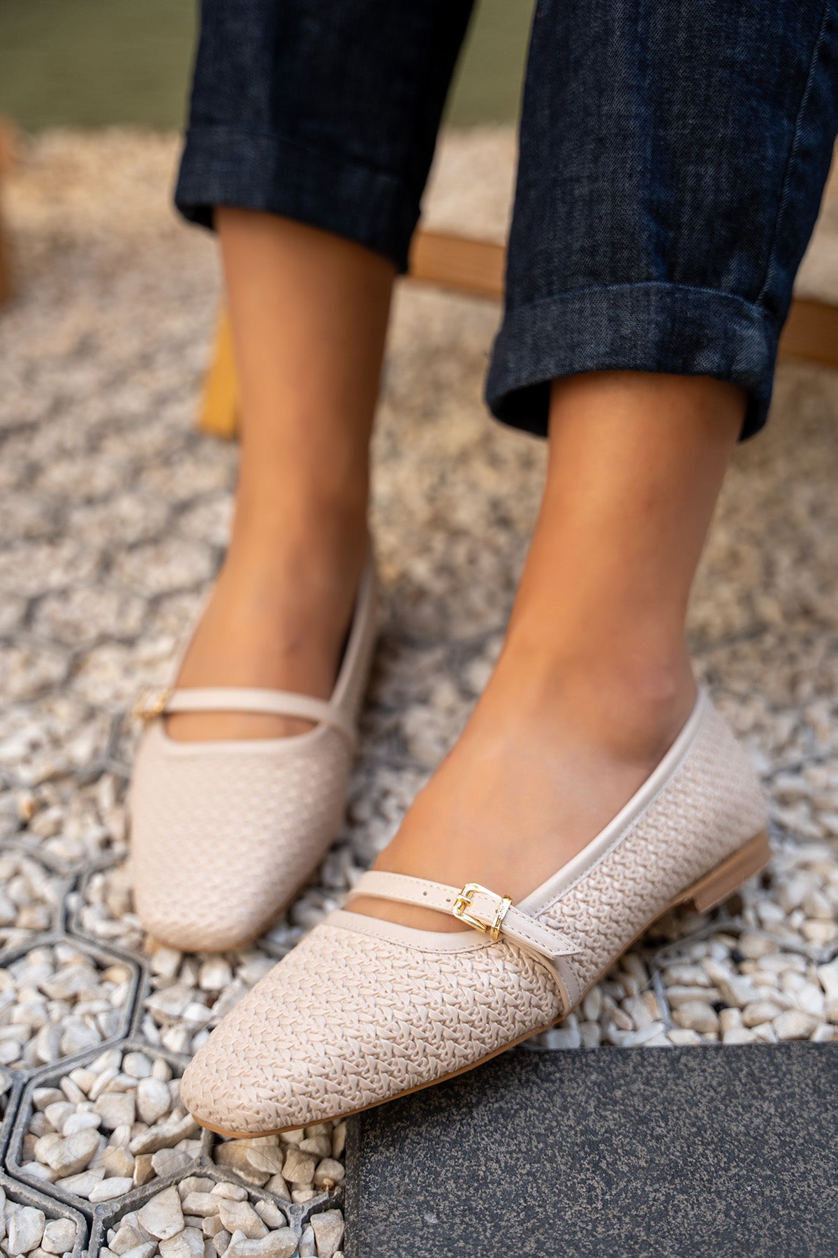 Samuel Örgü Detaylı Düz Kadın Babet - NUDE