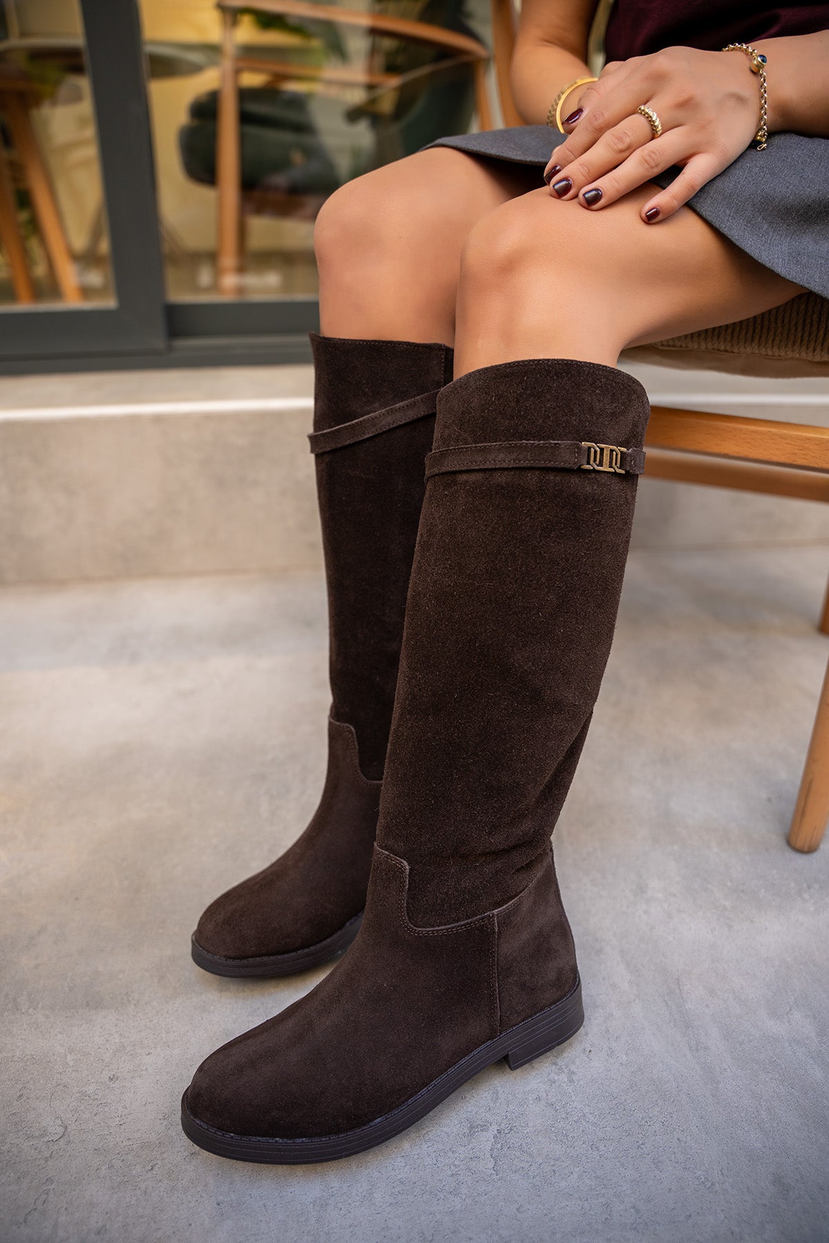 Hunt Çıkarılabilir Toka Detaylı Çizme - AcıKahve Süet