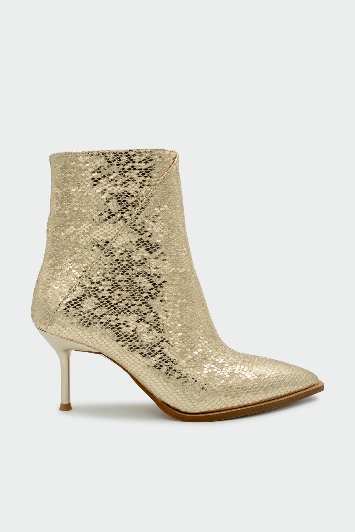 Luis Yılan Desenli Sivri Burun Kadın Bot - GOLD