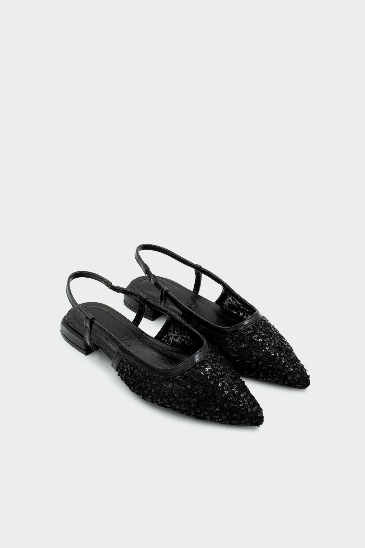 Buss Payet İşlemeli Kadın Düz Babet - SİYAH