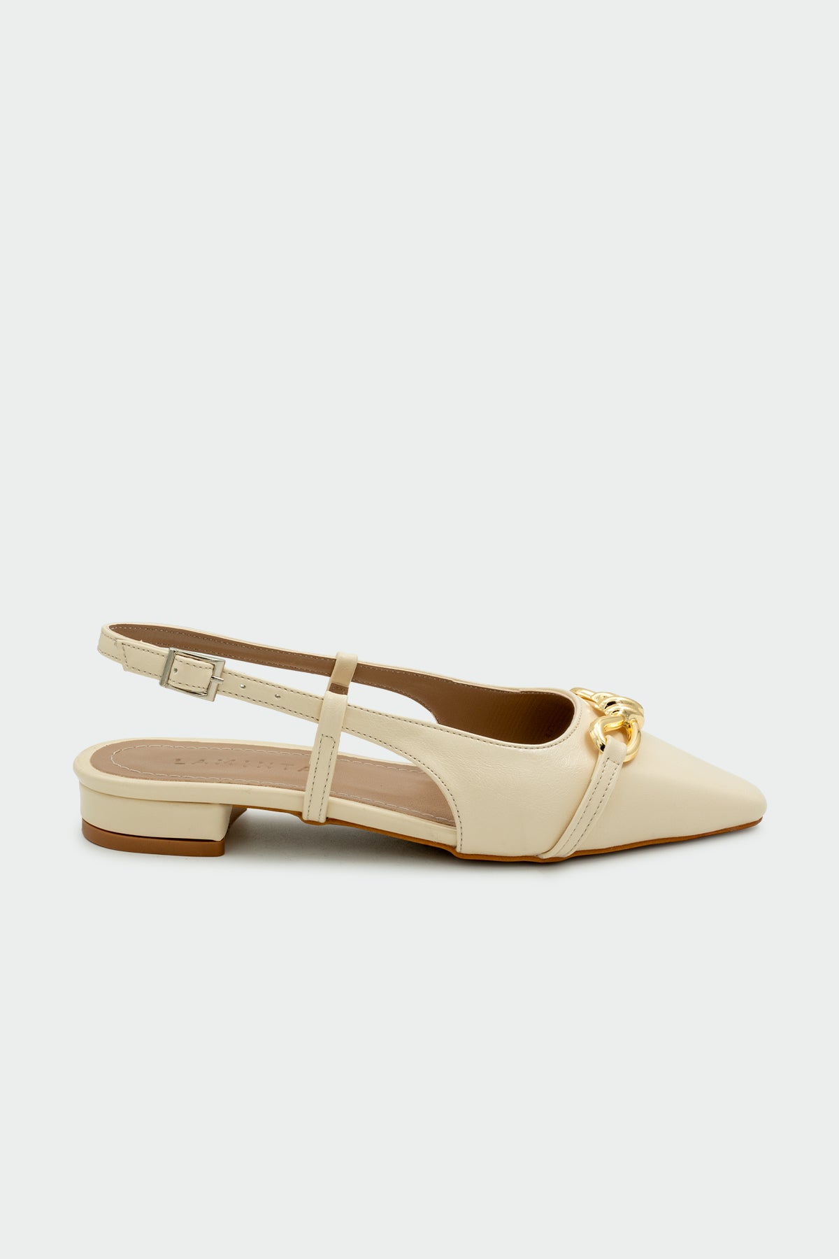 Wesley Gold Aksesuarlı Kadın Düz Babet - EKRU