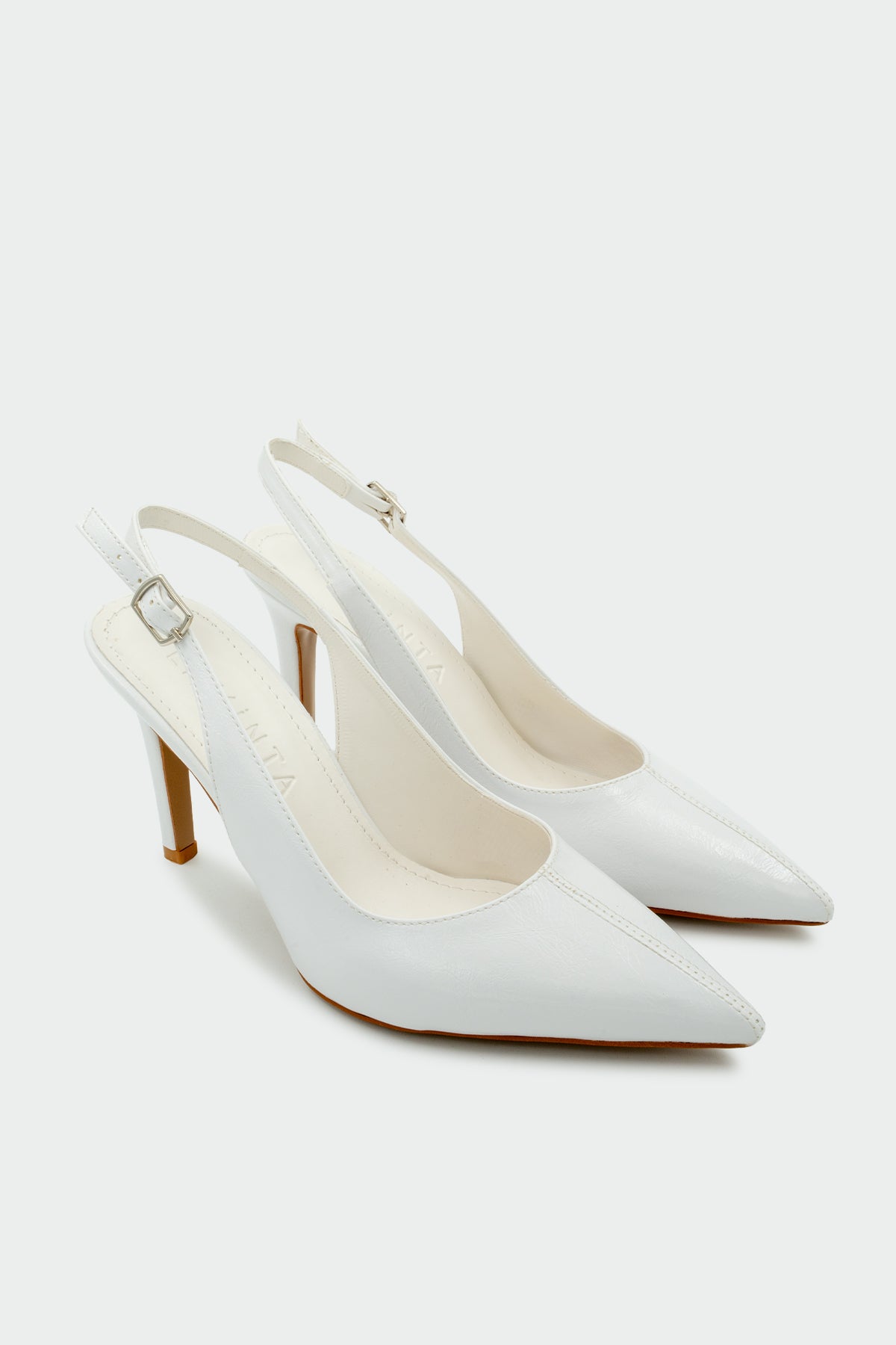 Orika Dikiş Detaylı Kadın Topuklu Ayakkabı - BEYAZ