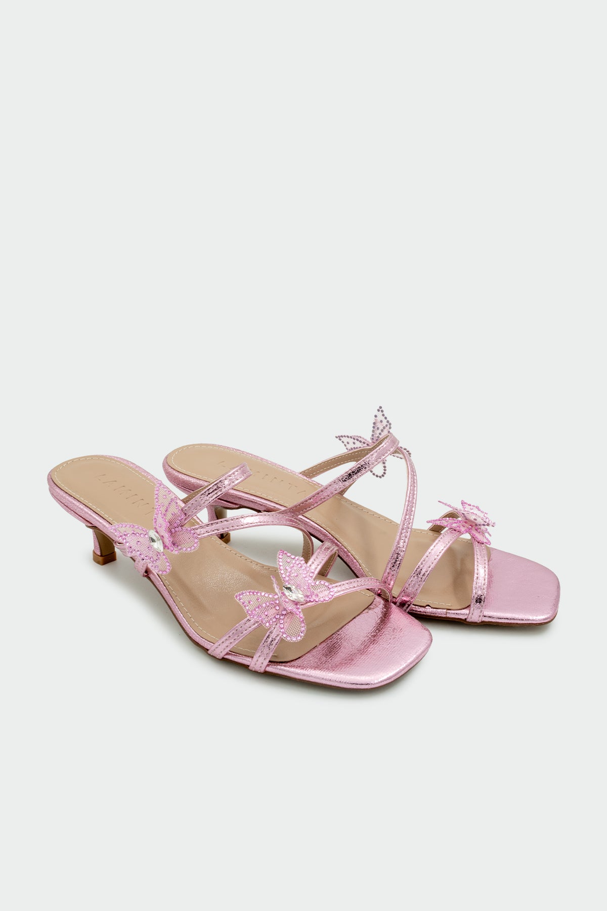 Fest Kelebekli Kadın Topuklu Terlik - ŞEKER PEMBE