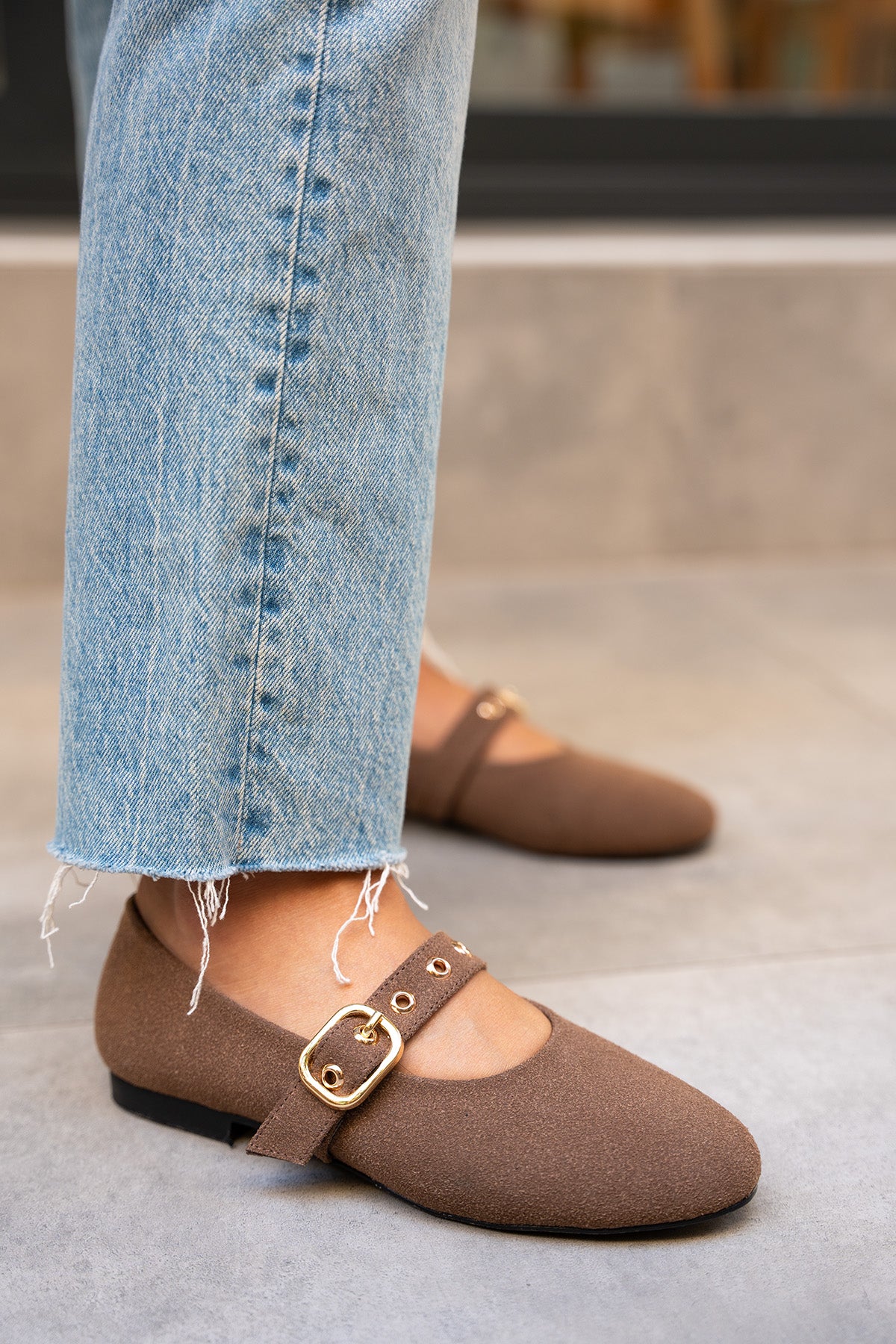 Victor Gold Tokalı Babet - AcıKahve Süet