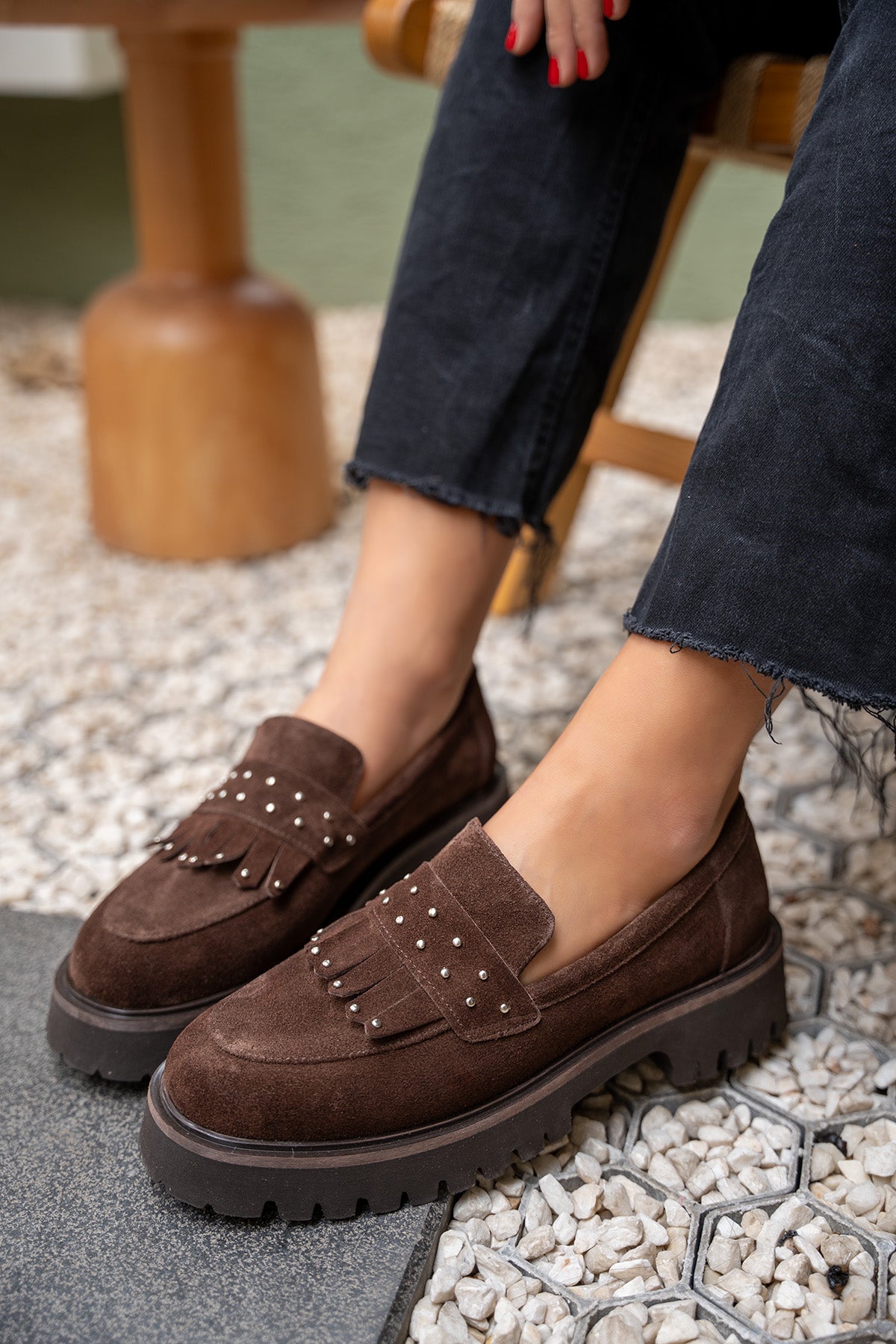 Charles Troklu Püskül Detaylı Hakiki Deri Loafer - AcıKahve Süet