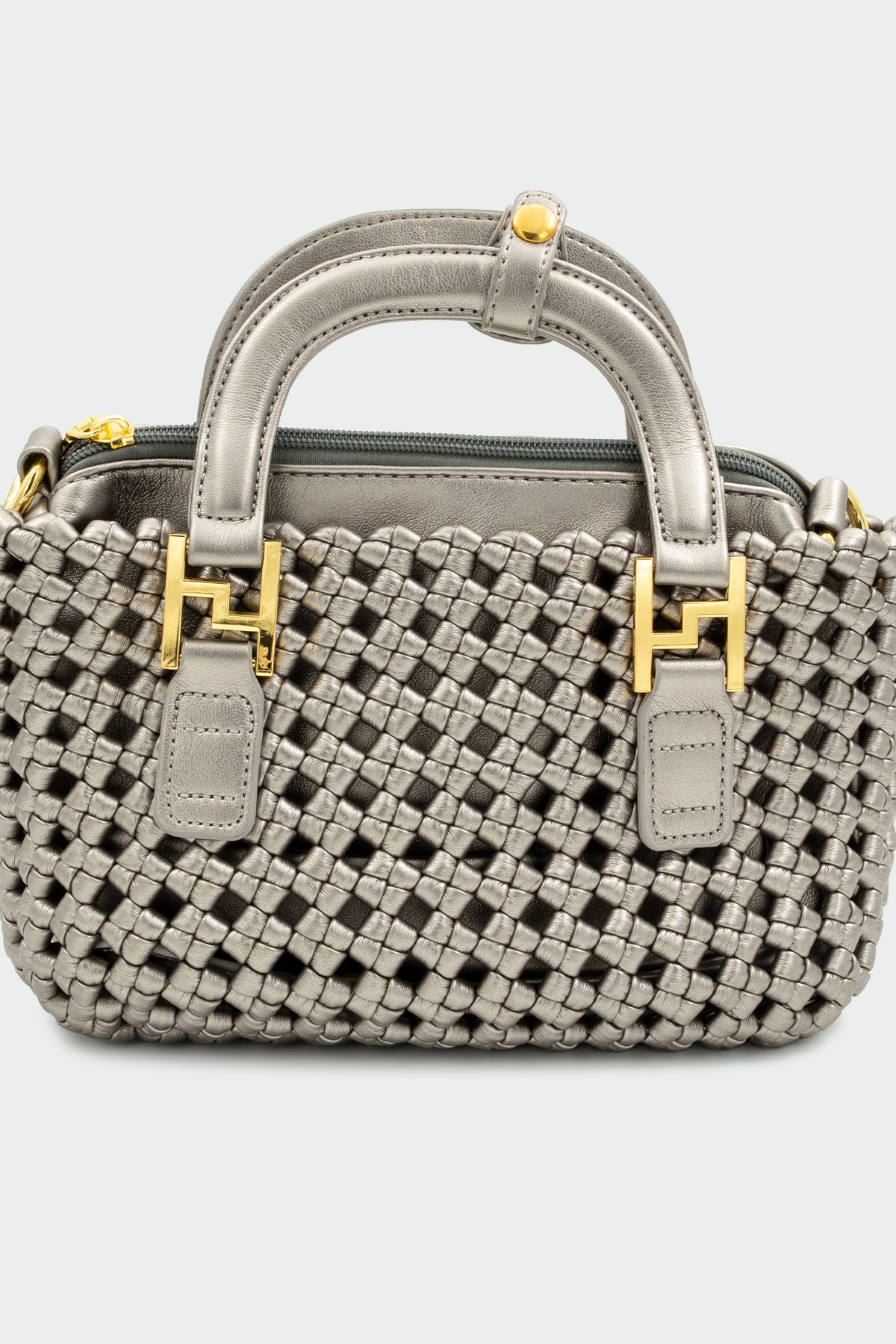 Nimbus Örgü Detaylı Tote Çanta - PLATİN