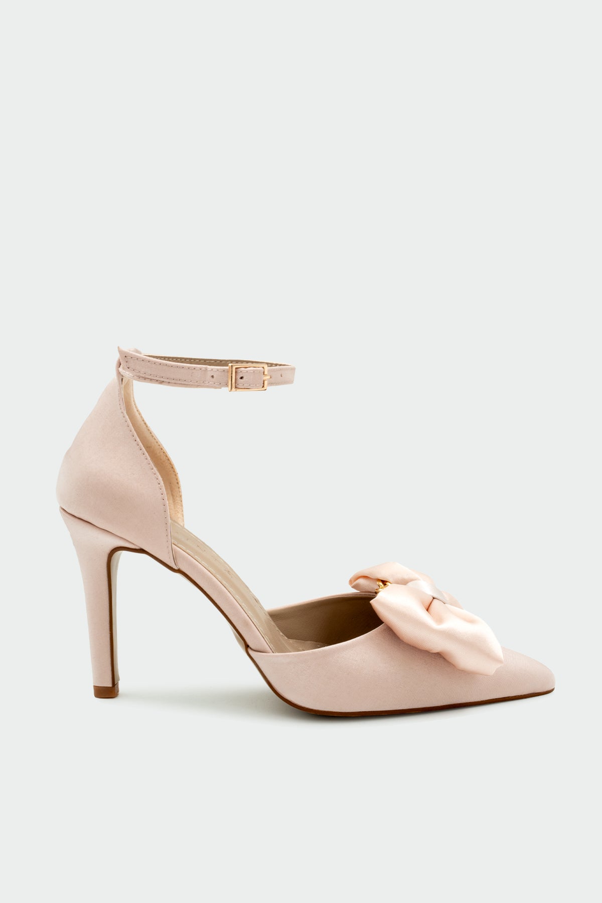 Temy Fiyonk Detaylı Kadın Topuklu Ayakkabı - PUDRA SATEN
