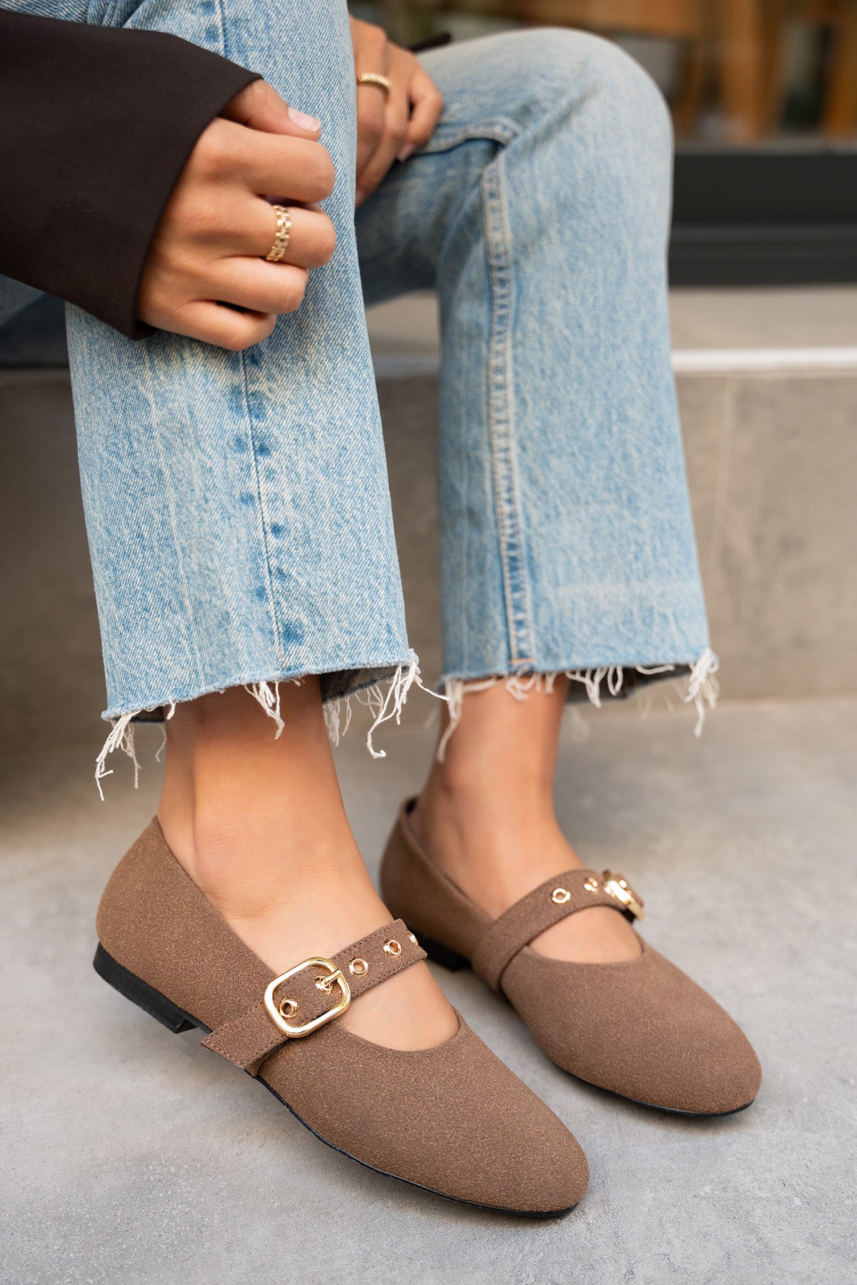 Victor Gold Tokalı Babet - AcıKahve Süet