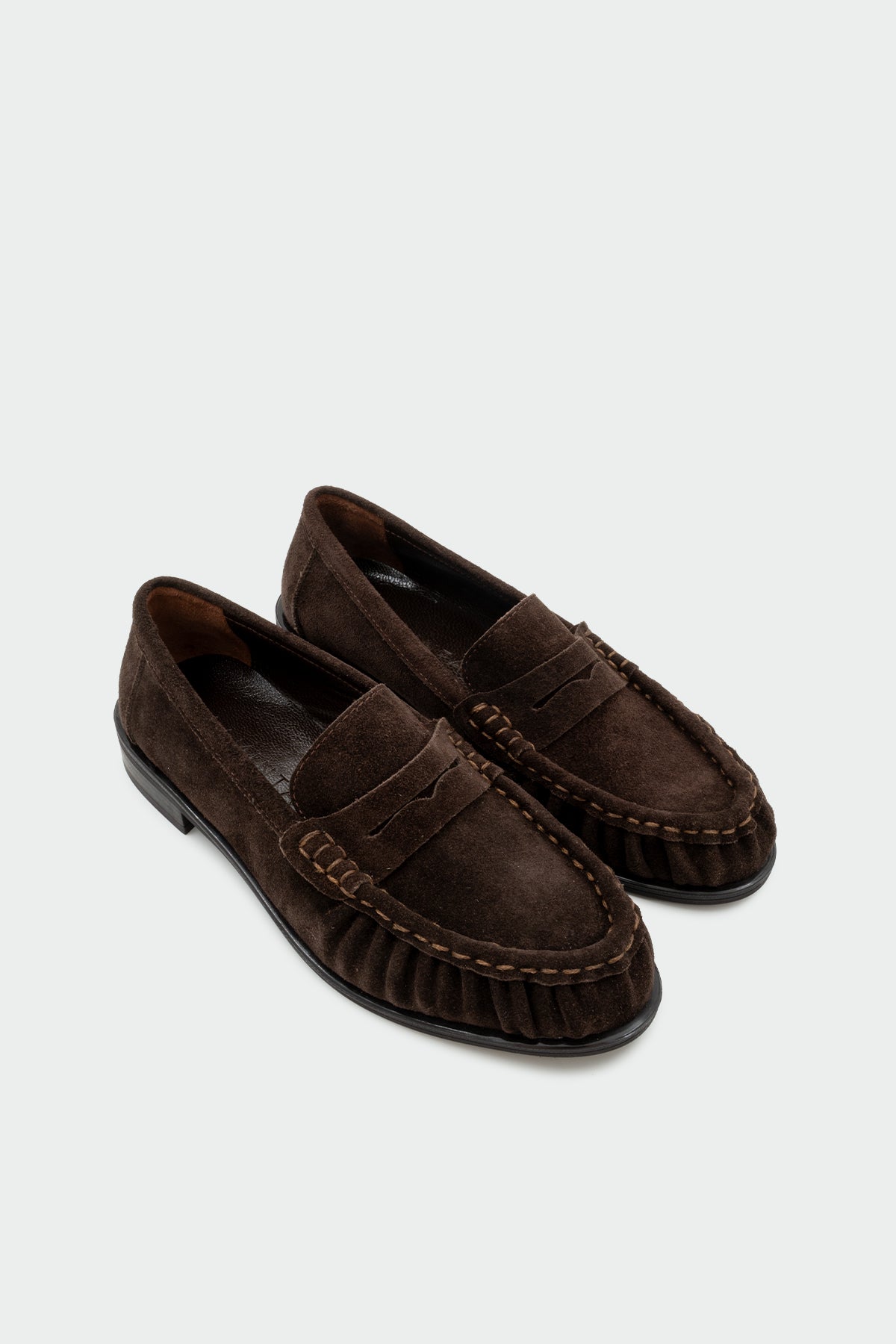 Dipsy Dikiş Detaylı Hakiki Deri Kadın Loafer - AcıKahve Süet