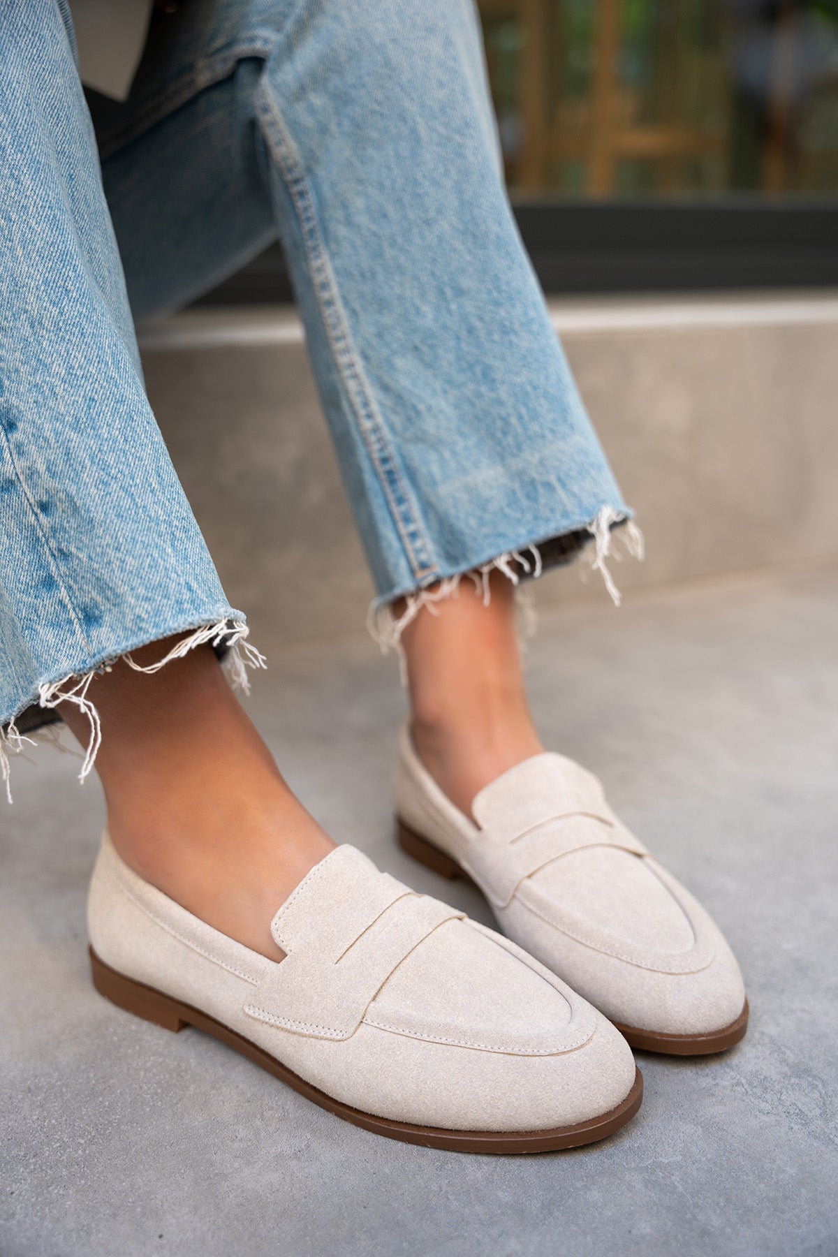 Desna Düz Taban Ayakkabı - BEJ SÜET