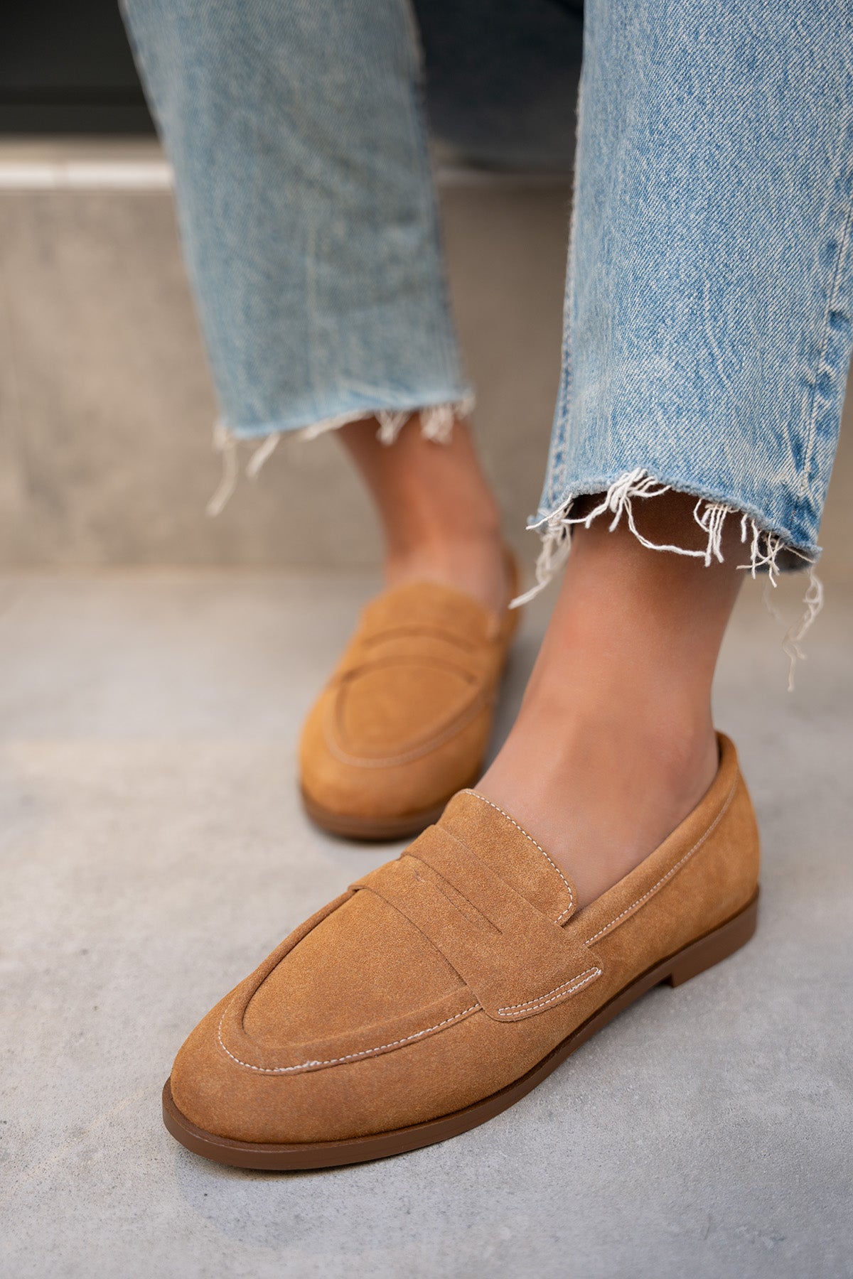 Desna Düz Taban Ayakkabı - TABA SÜET