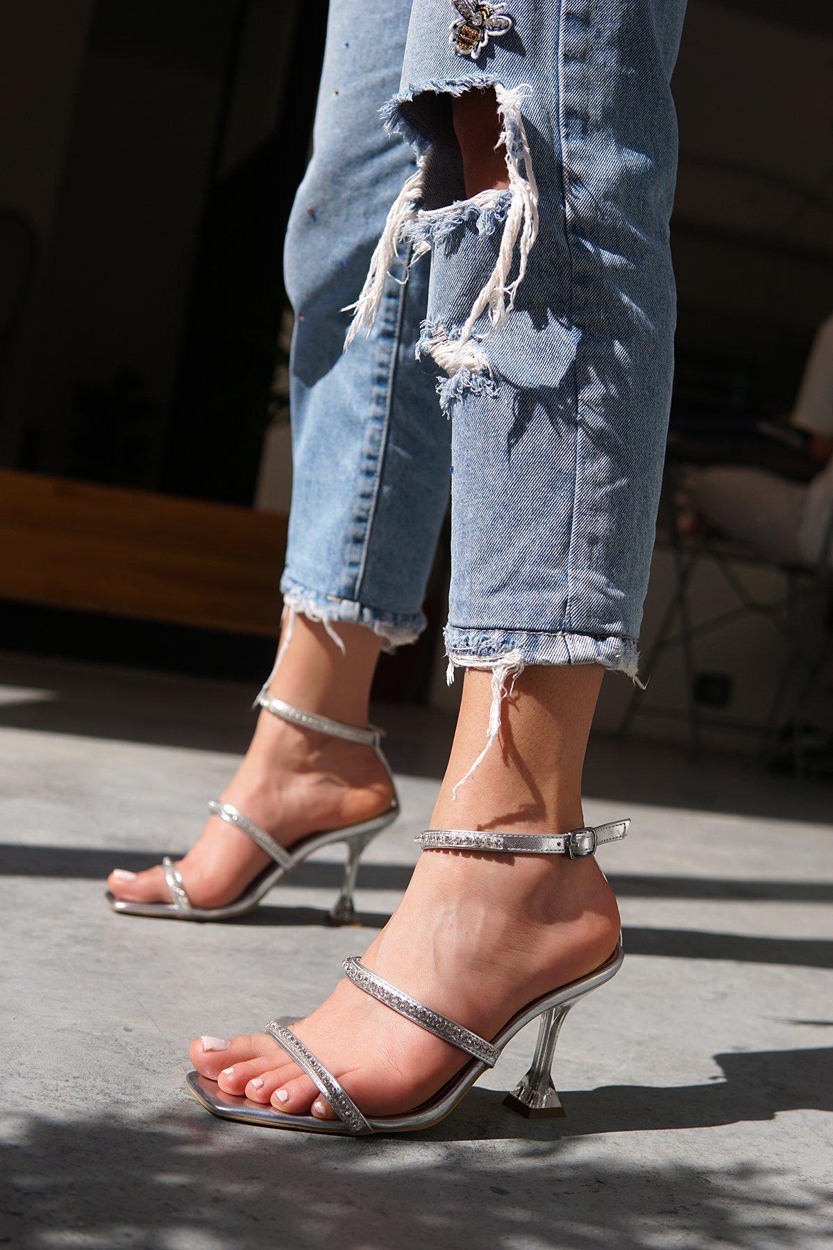 MULTİ TOPUKLU SANDALET - Silver
