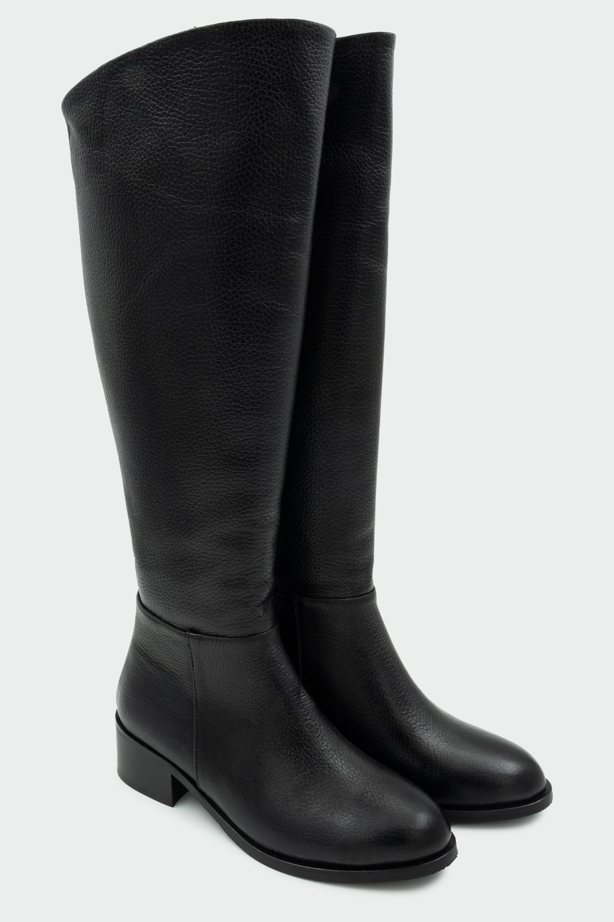 Montana Fermuarlı Hakiki Deri Çizme - SİYAH