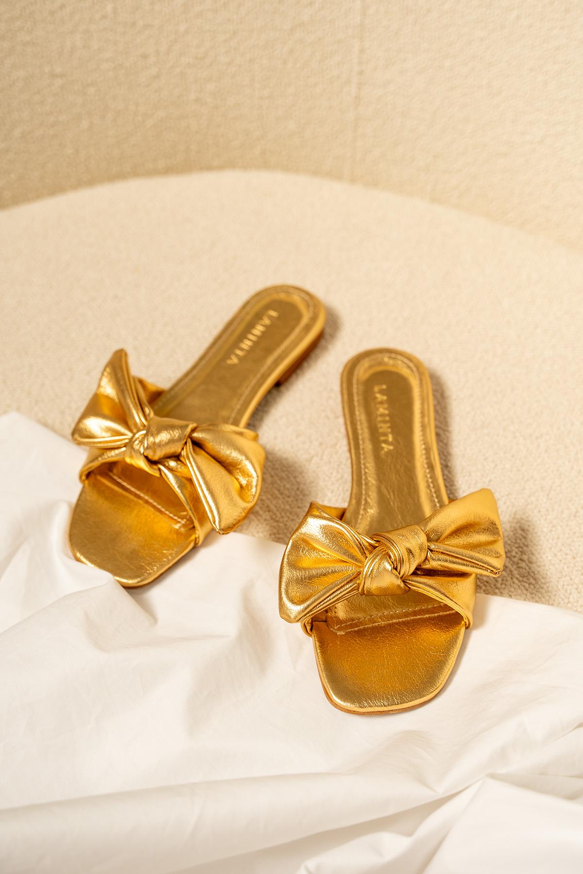 Pony Fiyonklu Terlik - GOLD