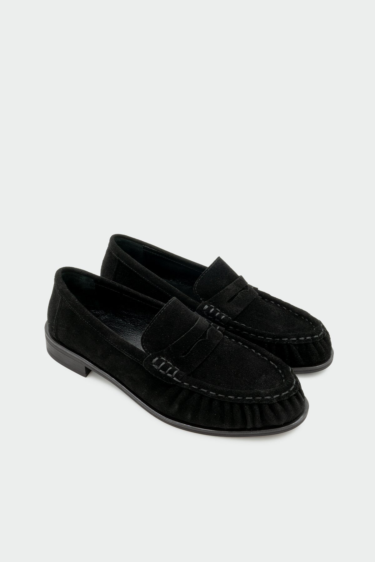 Dipsy Dikiş Detaylı Hakiki Deri Kadın Loafer - SİYAH SÜET
