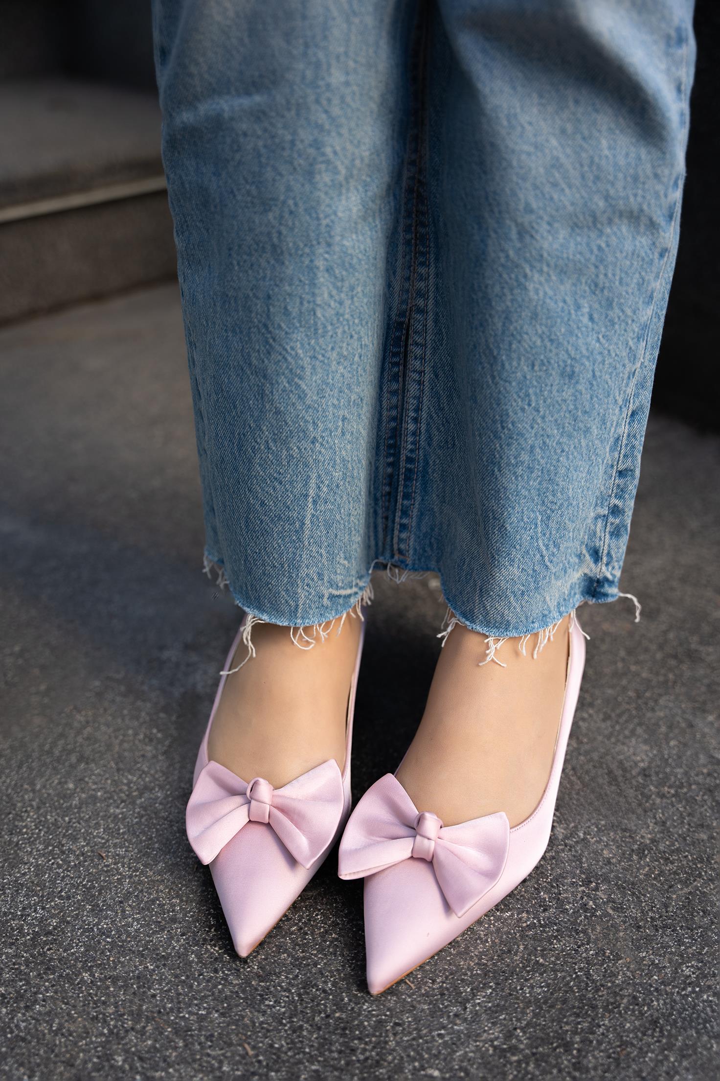 Marcia Fiyonk Detaylı Kadın Topuklu Ayakkabı - PUDRA SATEN