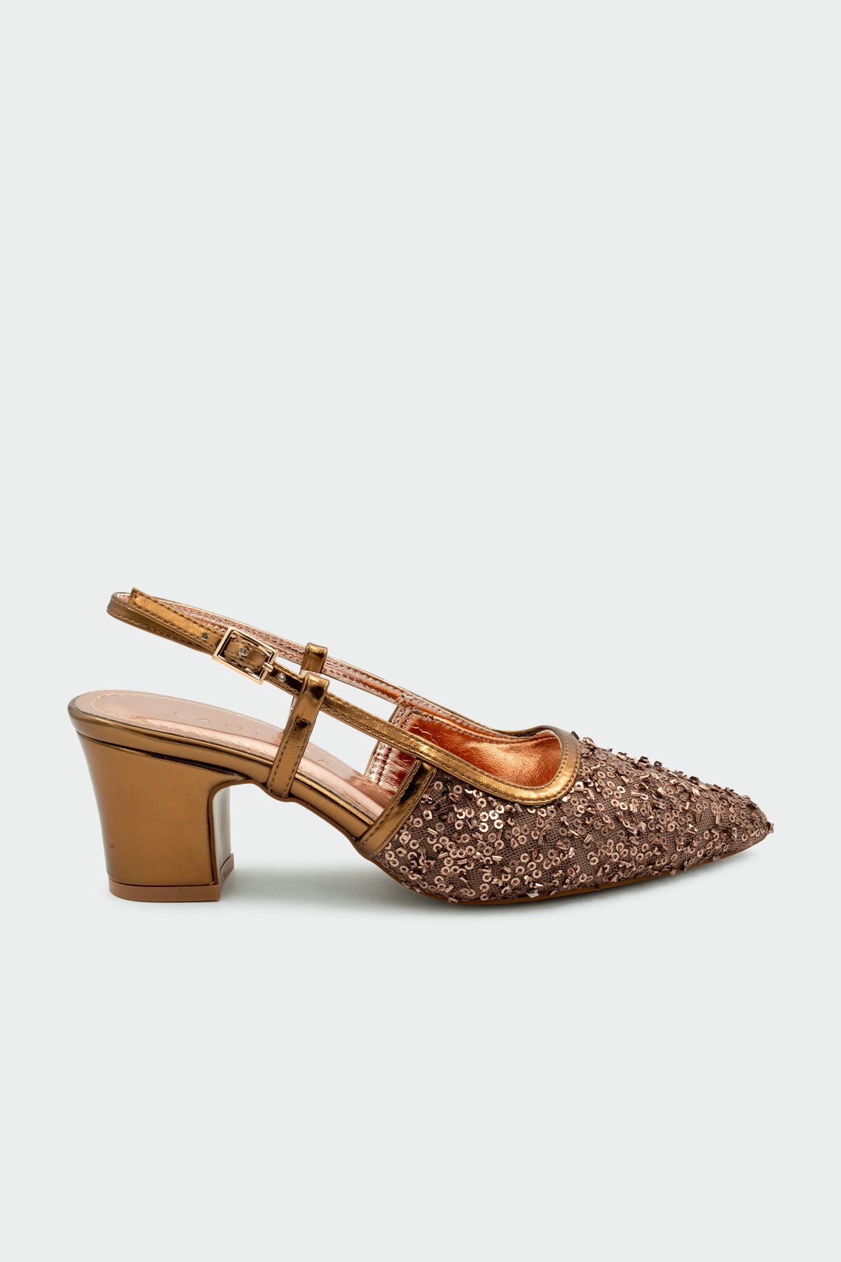 Zawin Pullu Kadın Topuklu Ayakkabı - BAKIR