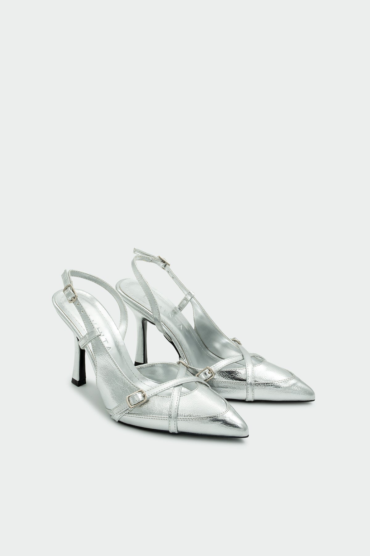 Flamin Toka Detaylı Kadın Topuklu Ayakkabı - Silver