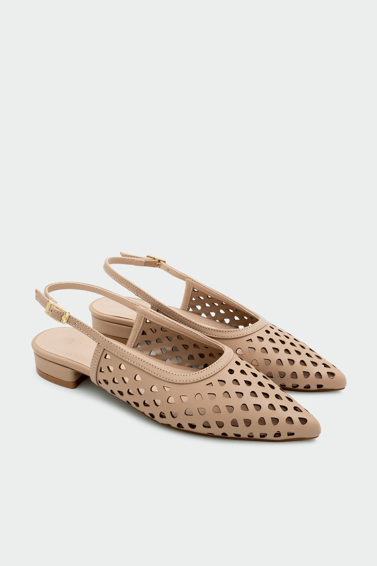 Wespa Lazer Kesim Detaylı Düz Kadın Babet - NUDE