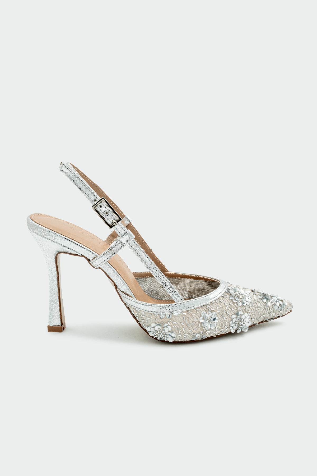 Mass İşleme Detaylı Kadın Topuklu Ayakkabı - Silver