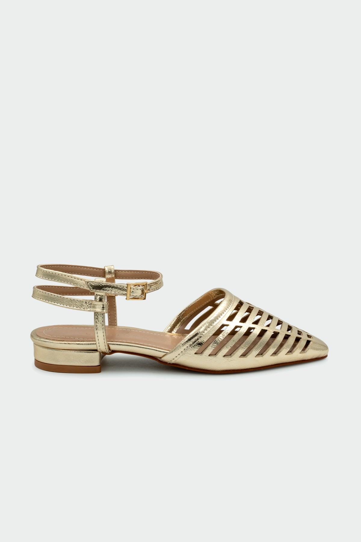 Sguto Lazer Kesim Kadın Düz Sandalet - GOLD