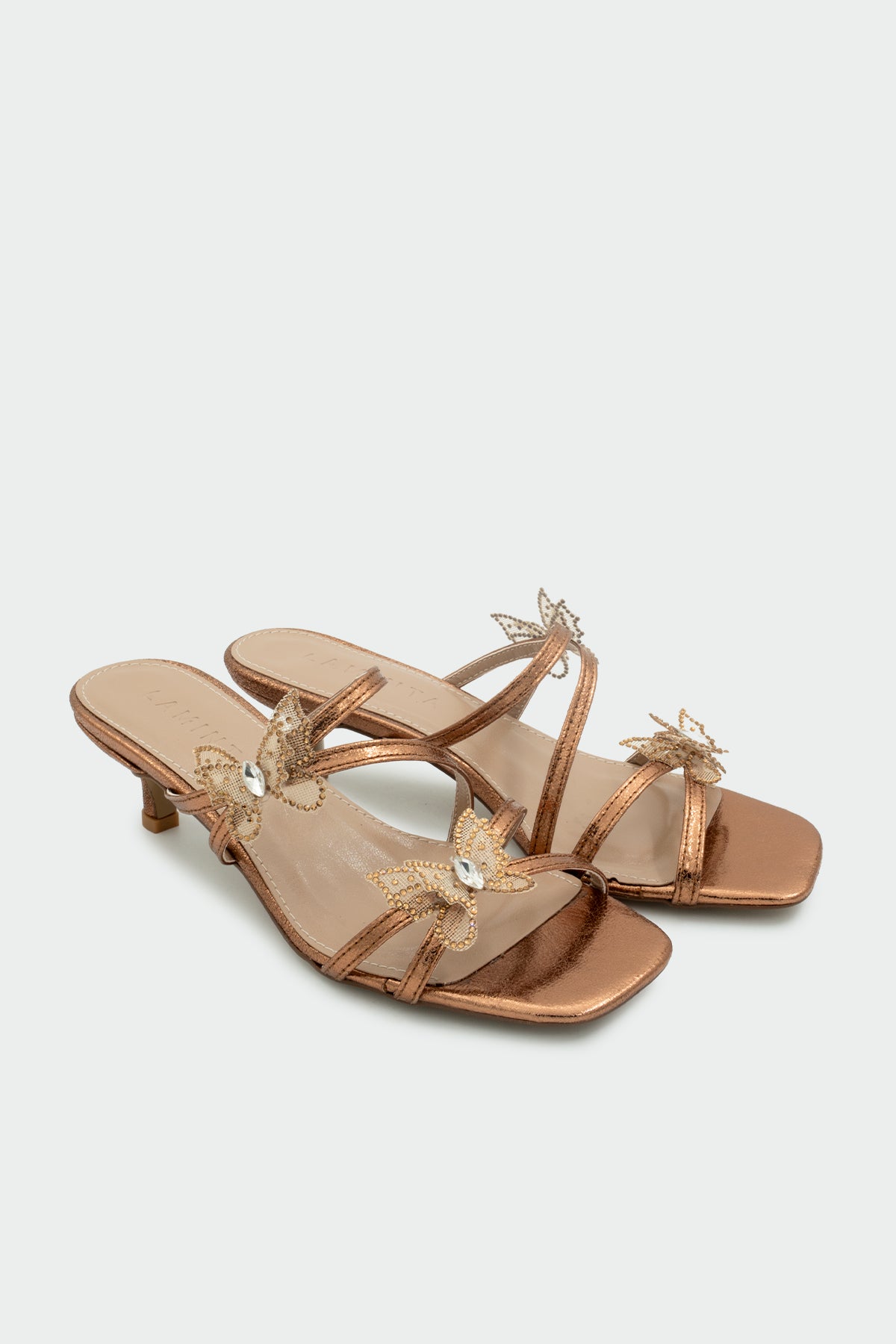 Fest Kelebekli Kadın Topuklu Terlik - BAKIR