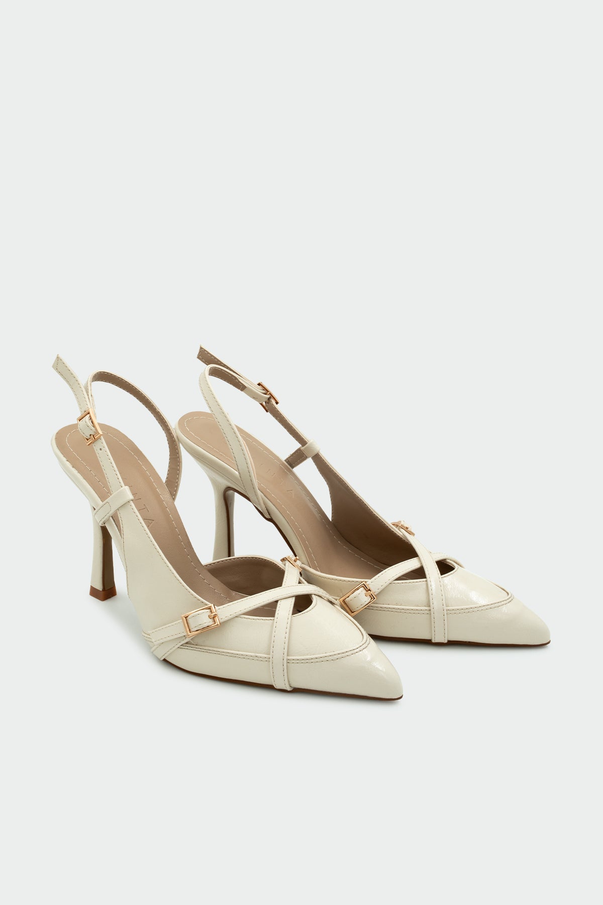 Flamin Toka Detaylı Kadın Topuklu Ayakkabı - EKRU