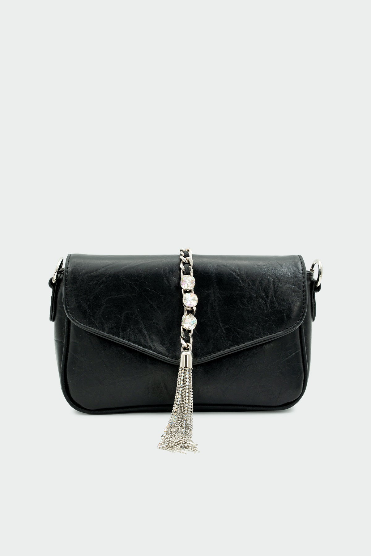 Flavio Kristal Taşlı Kadın Çapraz Çanta - SİYAH