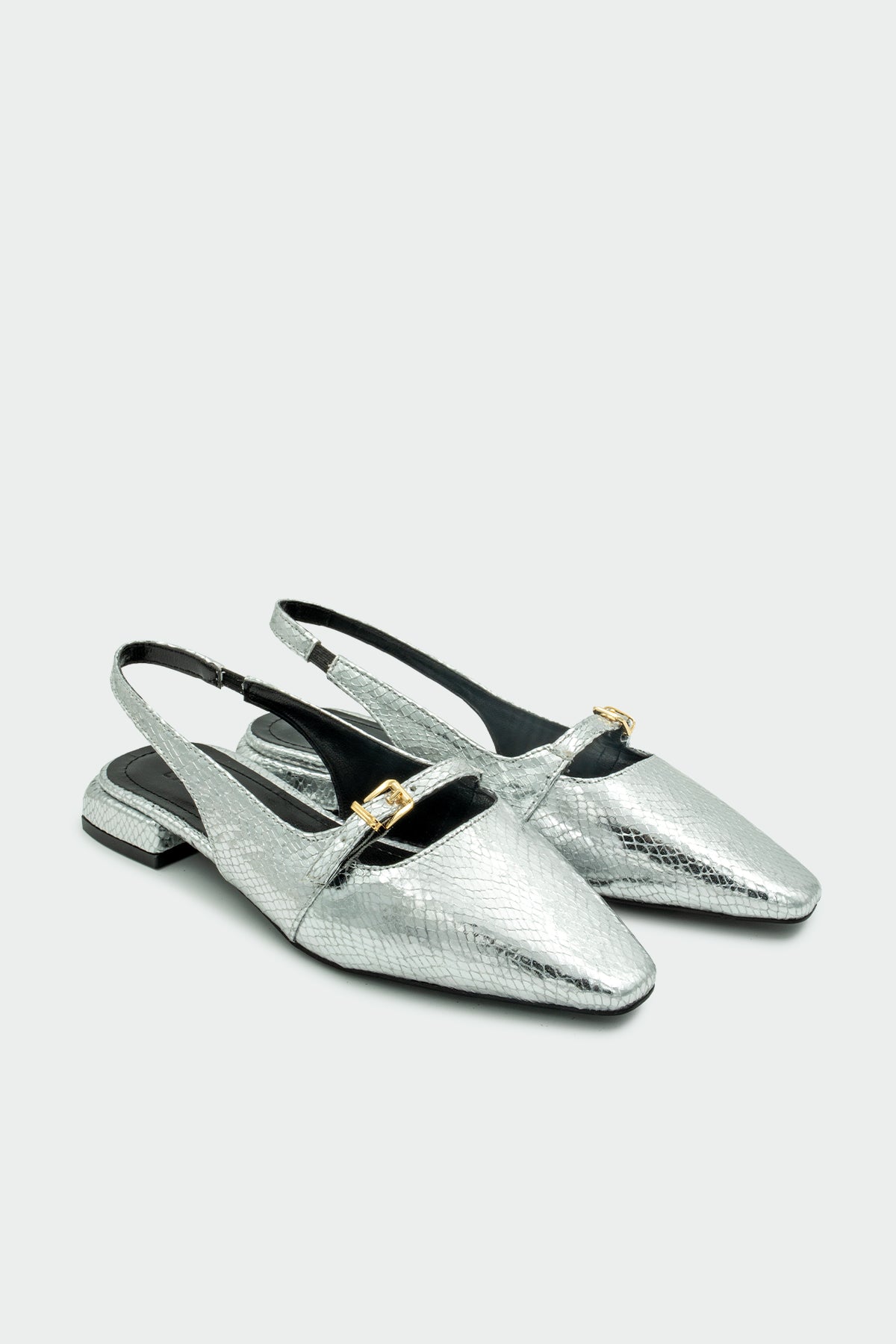 İcon Yılan Derisi Dokulu Kadın Babet - Silver