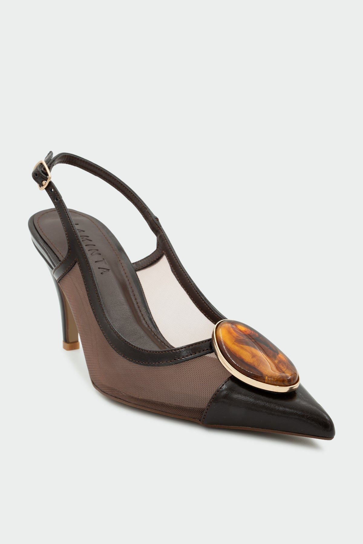 Clis Aksesuar Detaylı Kadın Topuklu Ayakkabı - ACI KAHVE