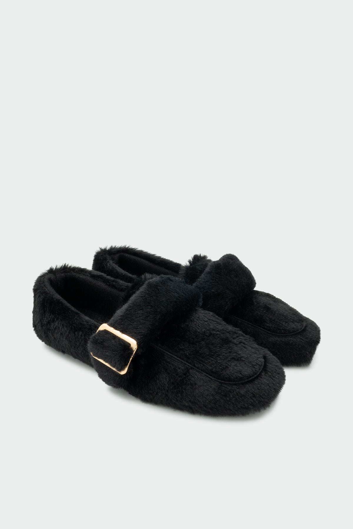 Flufy Toka Detaylı Peluş Ev Babeti - SİYAH