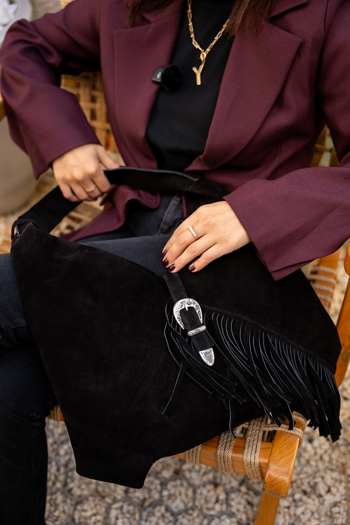 Teby Püsküllü Hakiki Deri Shopier Çanta - SİYAH