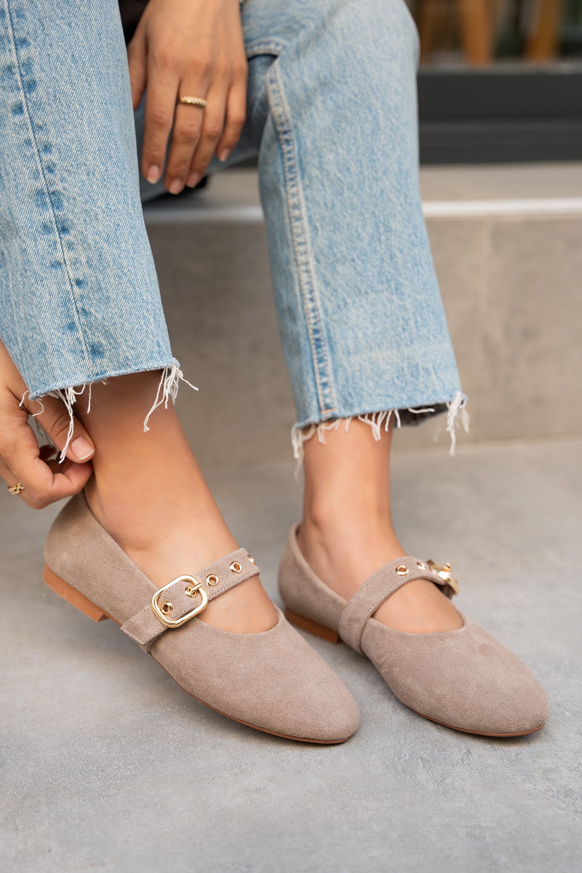 Victor Gold Tokalı Babet - VİZON SÜET