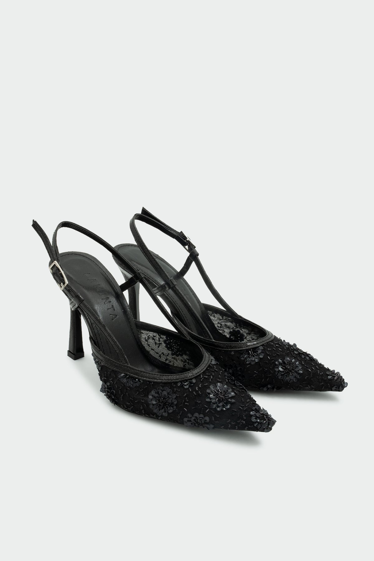 Mass İşleme Detaylı Kadın Topuklu Ayakkabı - SİYAH