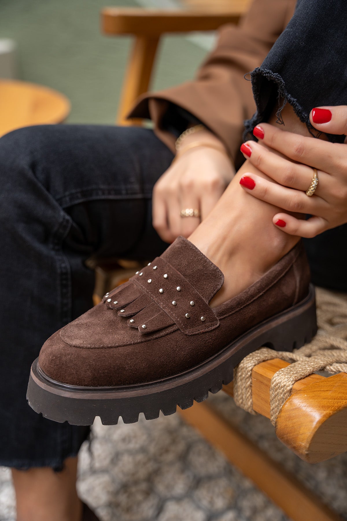 Charles Troklu Püskül Detaylı Hakiki Deri Loafer - AcıKahve Süet