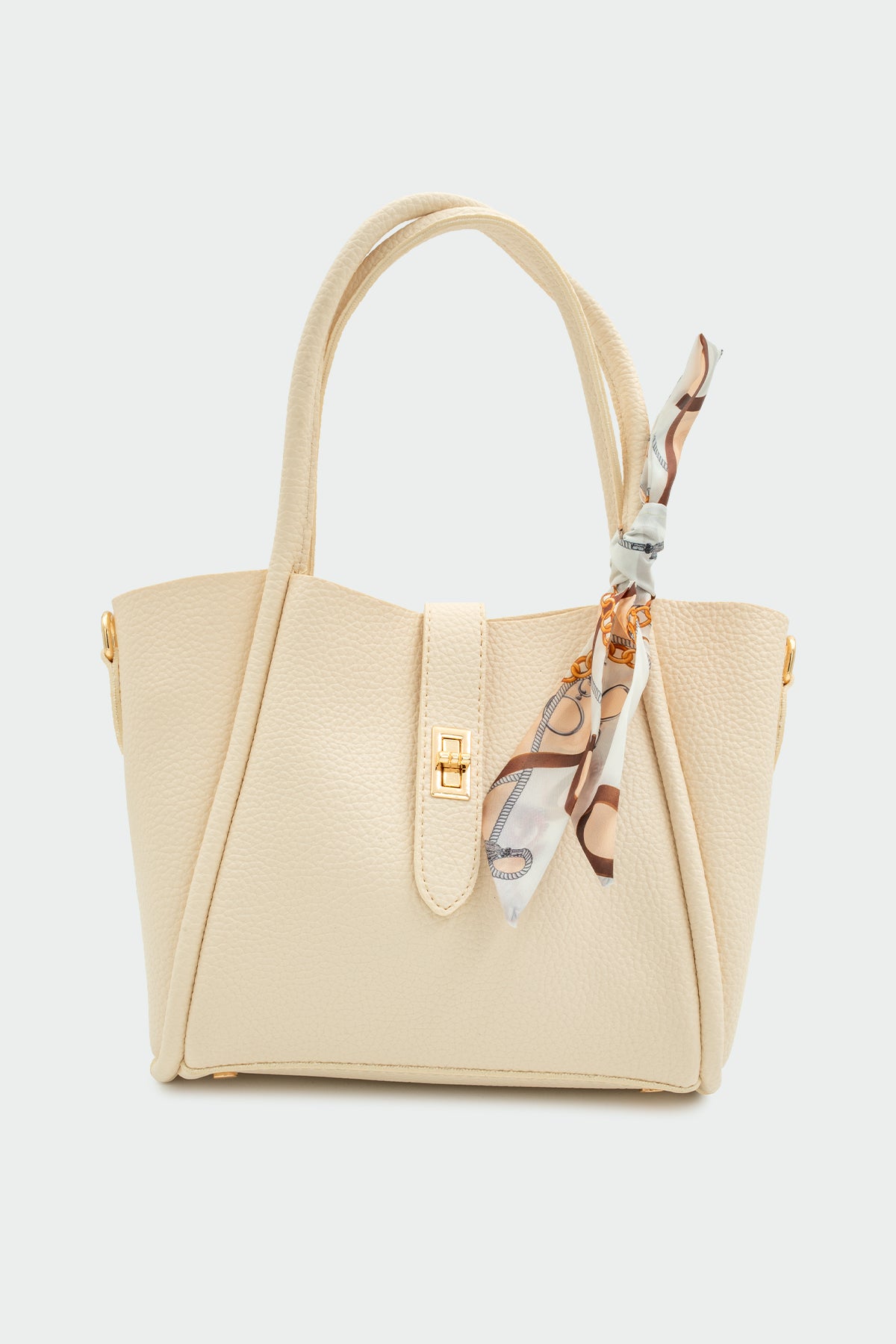 Raga Fular Aksesuarlı Kadın Kol Çantası - KREM