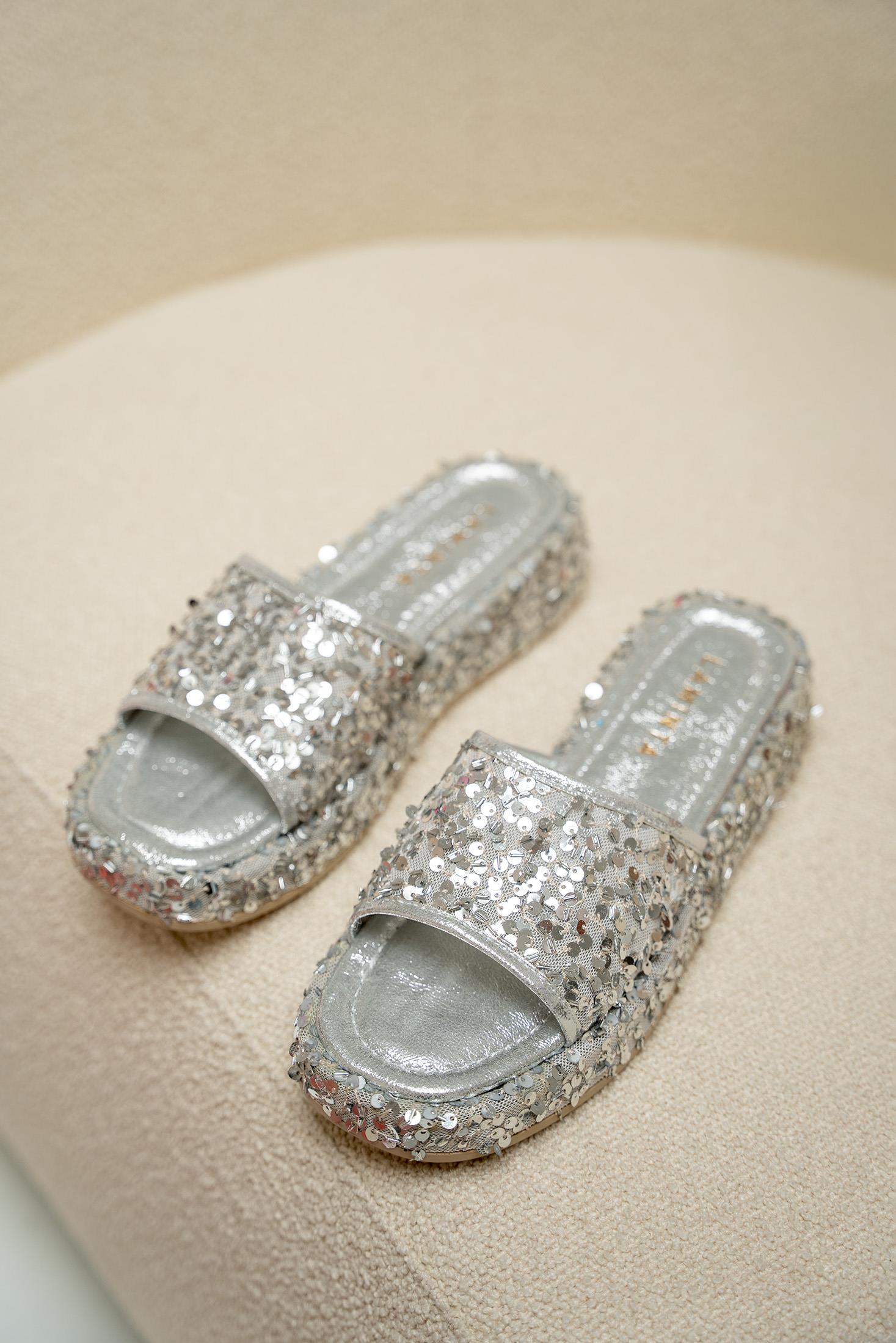 Bubble Pullu Terlik - Silver