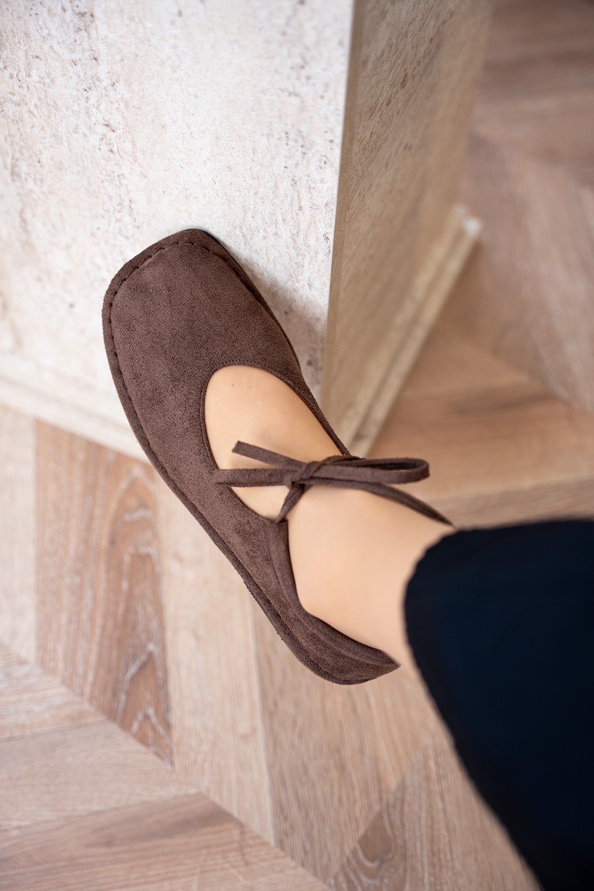Mex Bağcık Detaylı Kadın Barefoot Ayakkabı - AcıKahve Süet