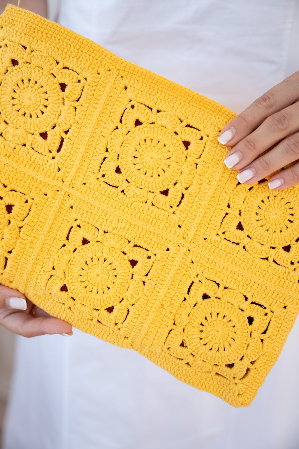 Blour Motif Detaylı El Yapımı Kadın Clutch Çanta - SARI
