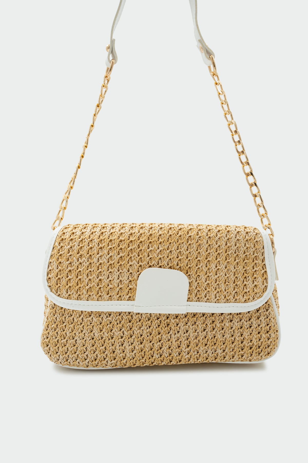 Saint Hasır Detaylı Kadın Çapraz Çanta - BEYAZ