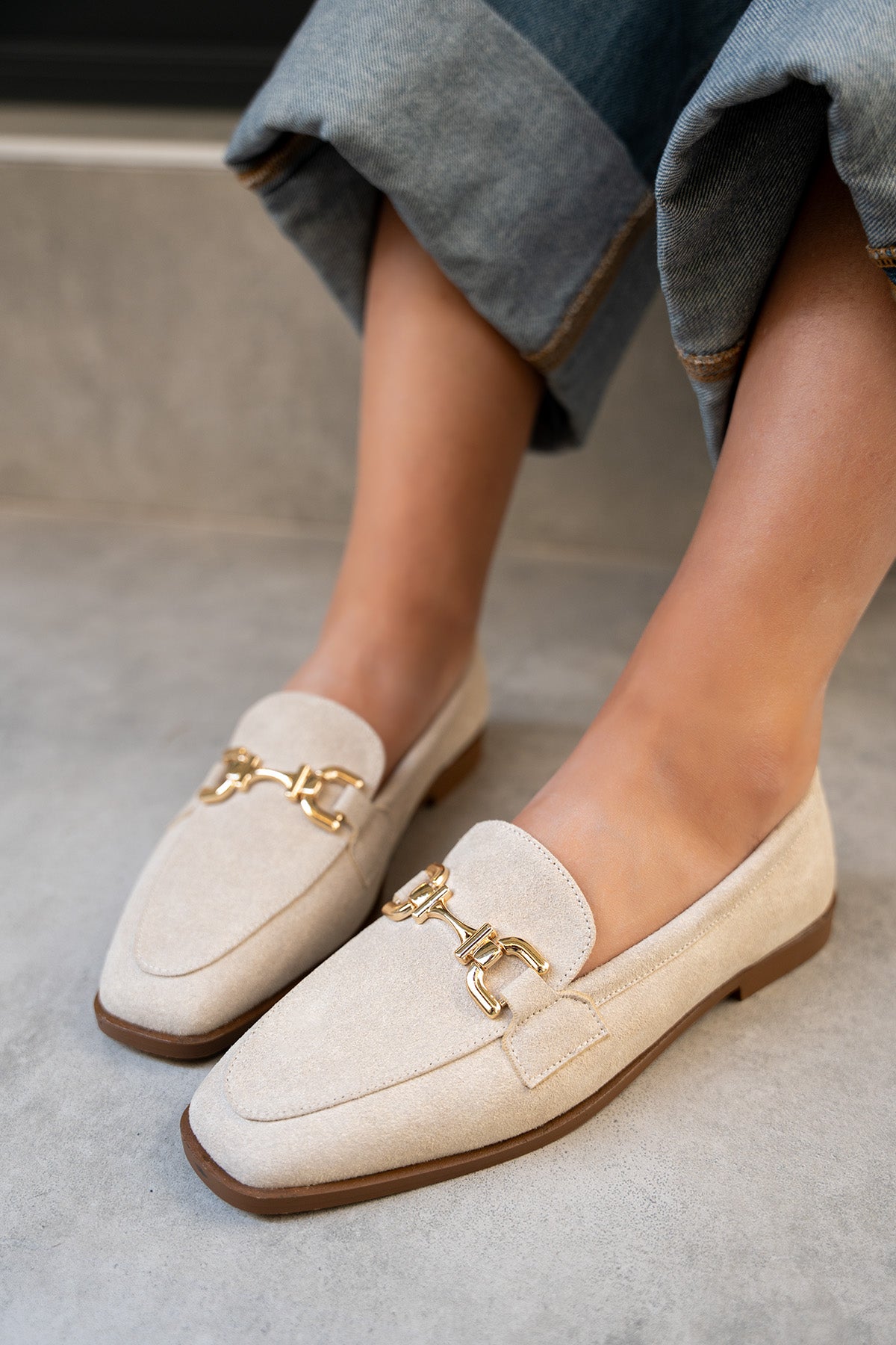 Aloha Gold Detaylı Loafer - BEJ SÜET
