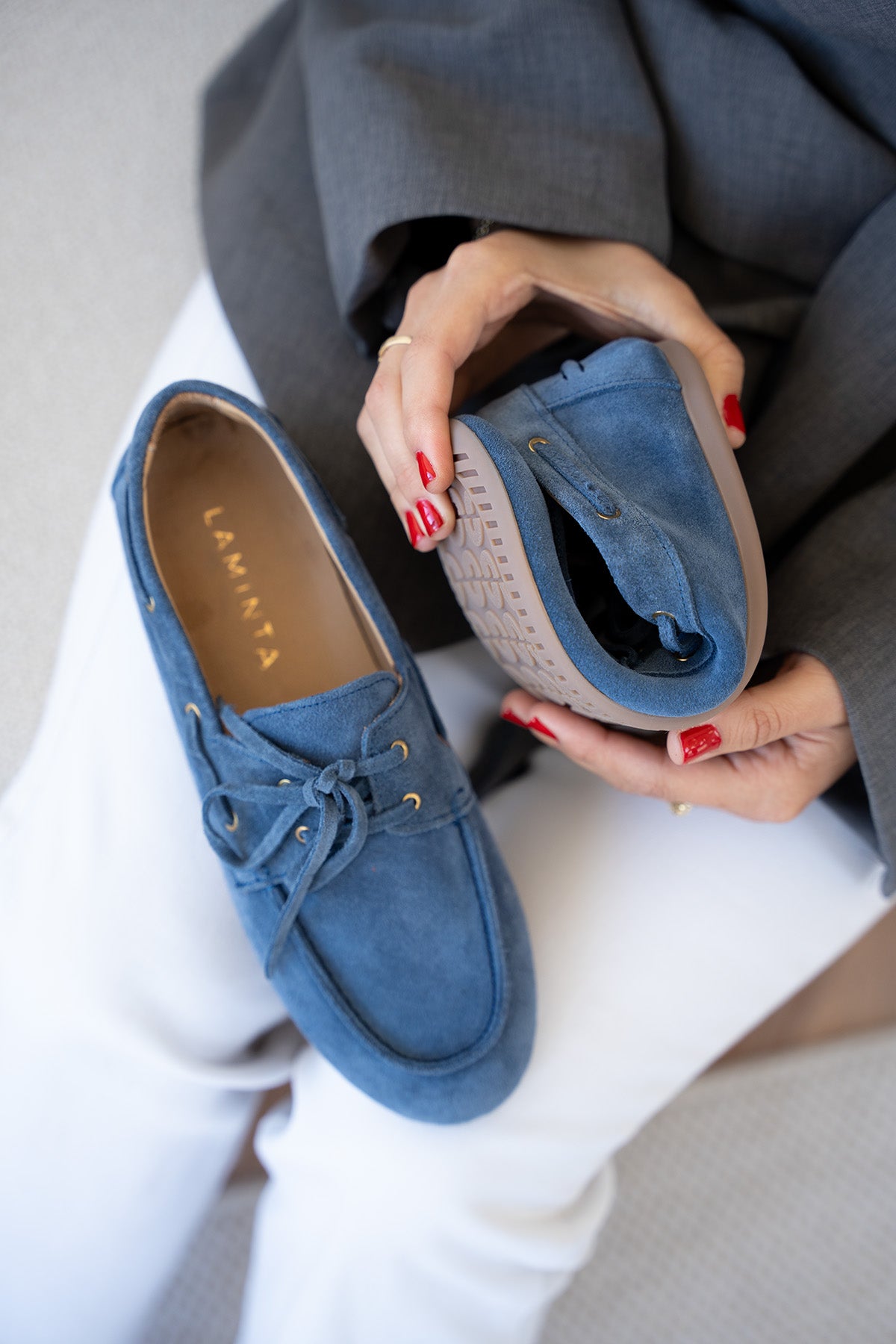 Ludwi Bağcık Detaylı Hakiki Deri Loafer - Mavi