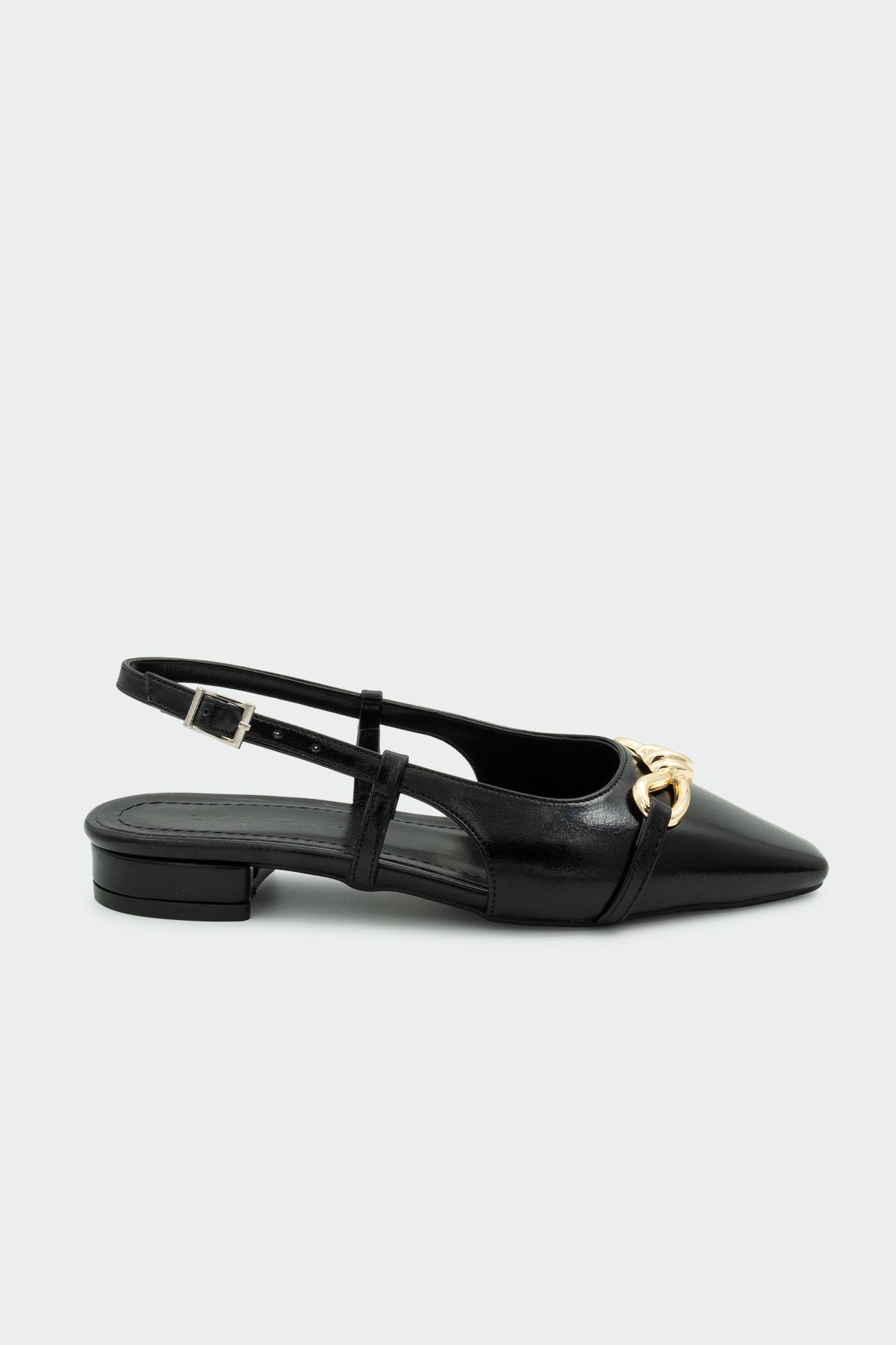 Wesley Gold Aksesuarlı Kadın Düz Babet - SİYAH