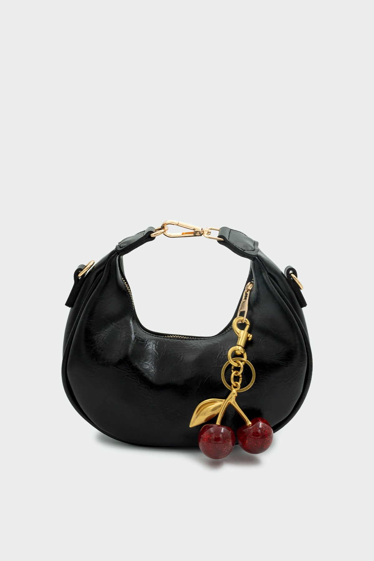 Mono Mini Kiraz Aksesuarlı Çanta - SİYAH